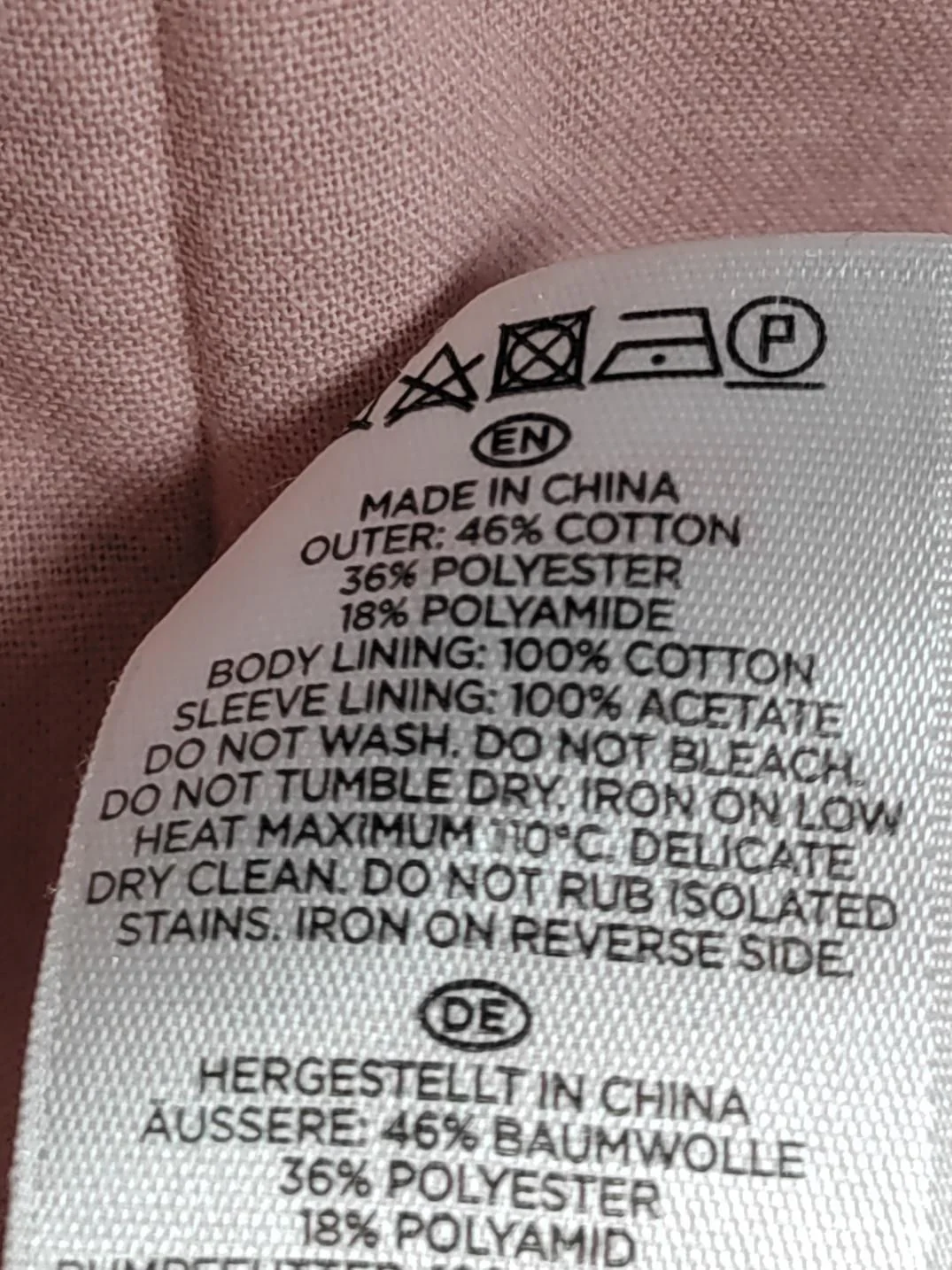 Hobbs Women's Coat UK 10 Pink Cotton with Polyester, Polyamide Trench Coat - Image 6