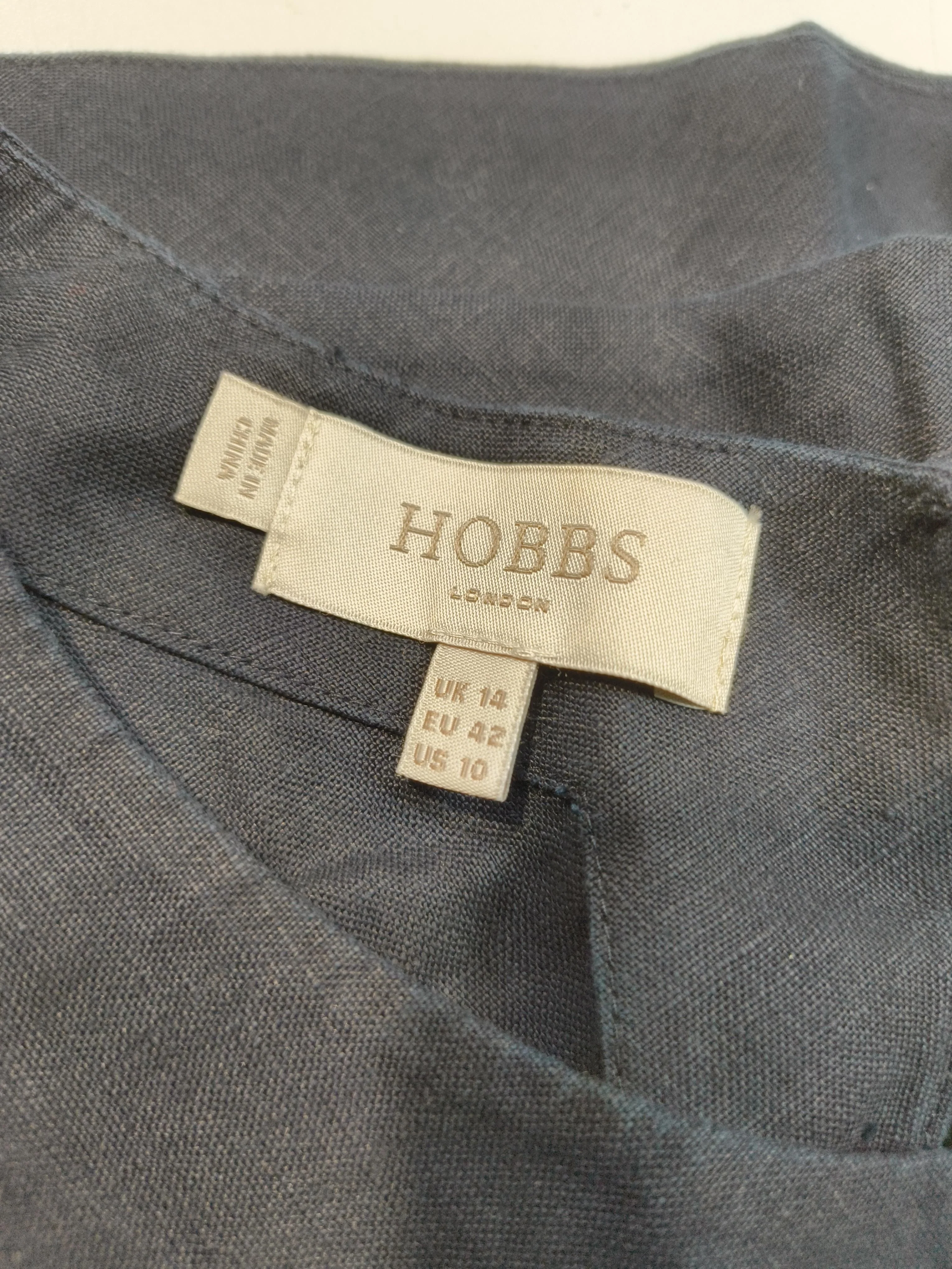 Hobbs Women's Top L Blue 100% Linen Sleeveless Round Neck Basic - Image 5