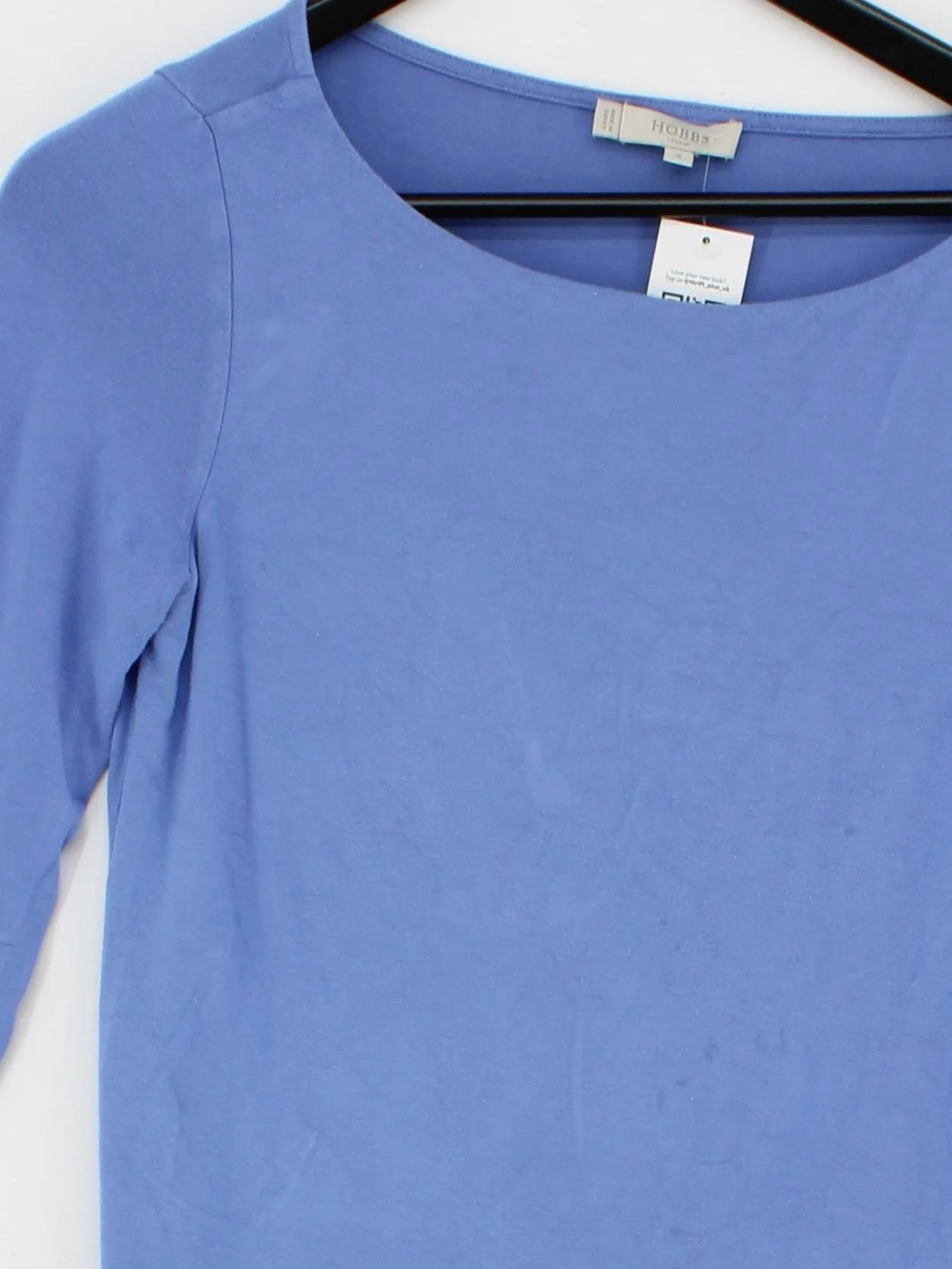Hobbs Women's Top S Blue Viscose with Elastane 3/4 Sleeve Round Neck Basic - Image 3