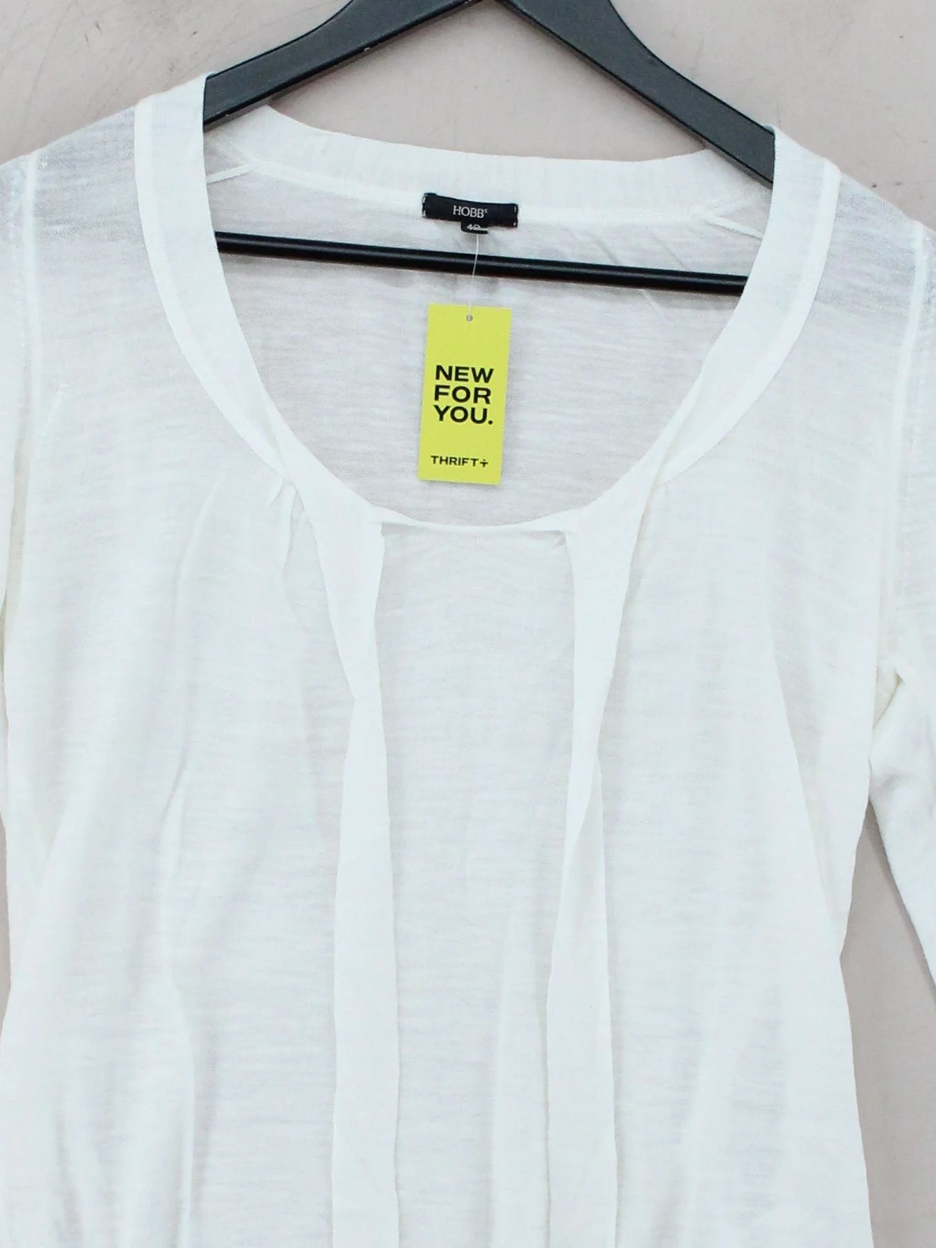 Hobbs Women's Top UK 12 White Viscose with Linen, Polyamide Basic - Image 3