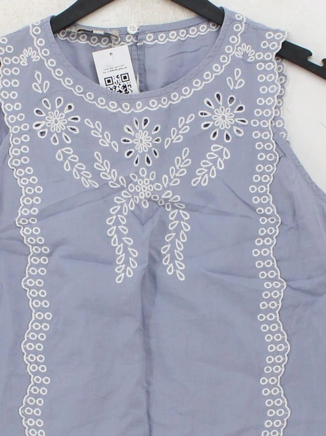 Hobbs Women's Top UK 8 Blue 100% Cotton Sleeveless Round Neck Basic - Image 3