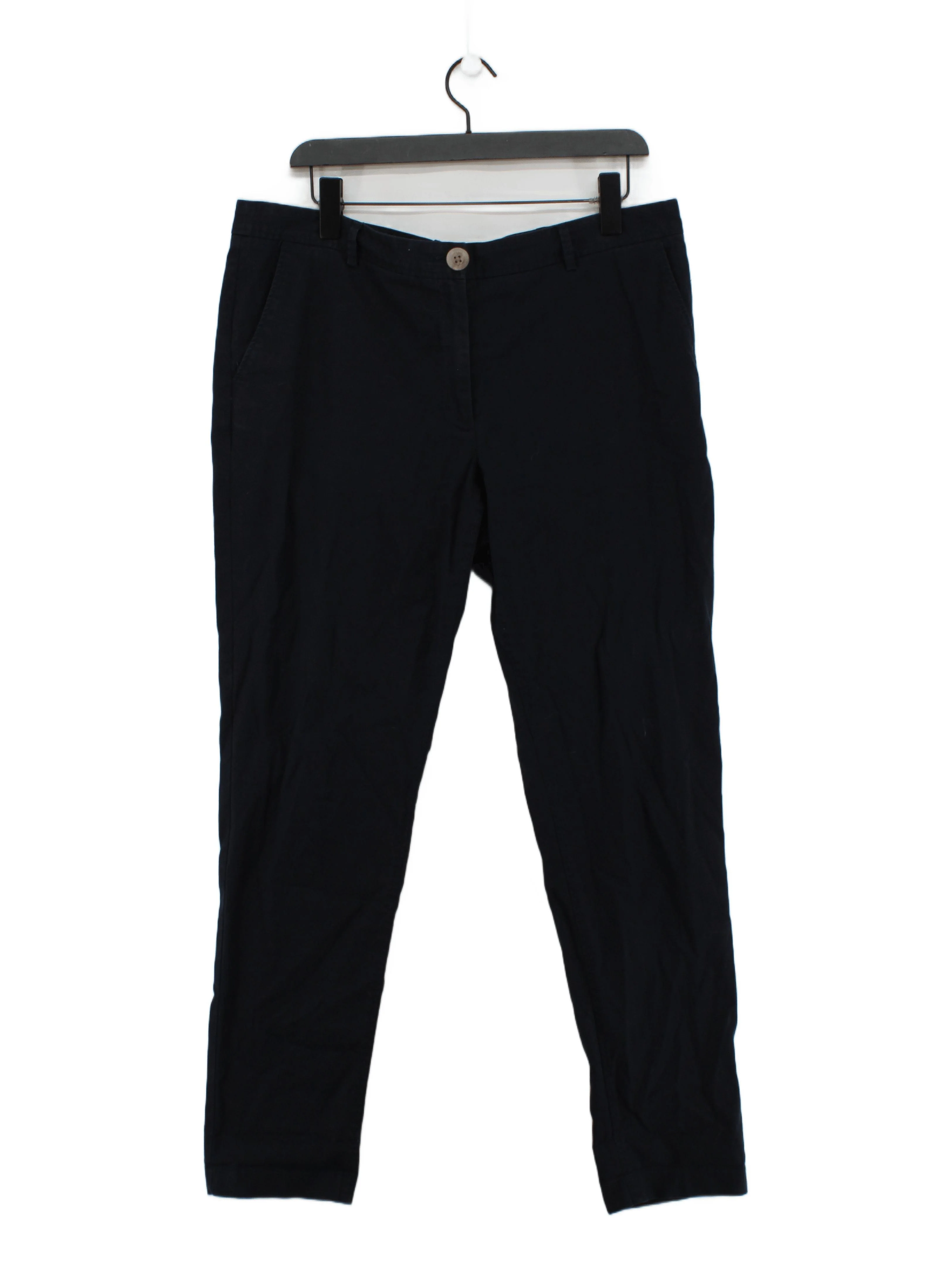 Hobbs Women's Trousers UK 14 Black Cotton with Elastane Straight Chino