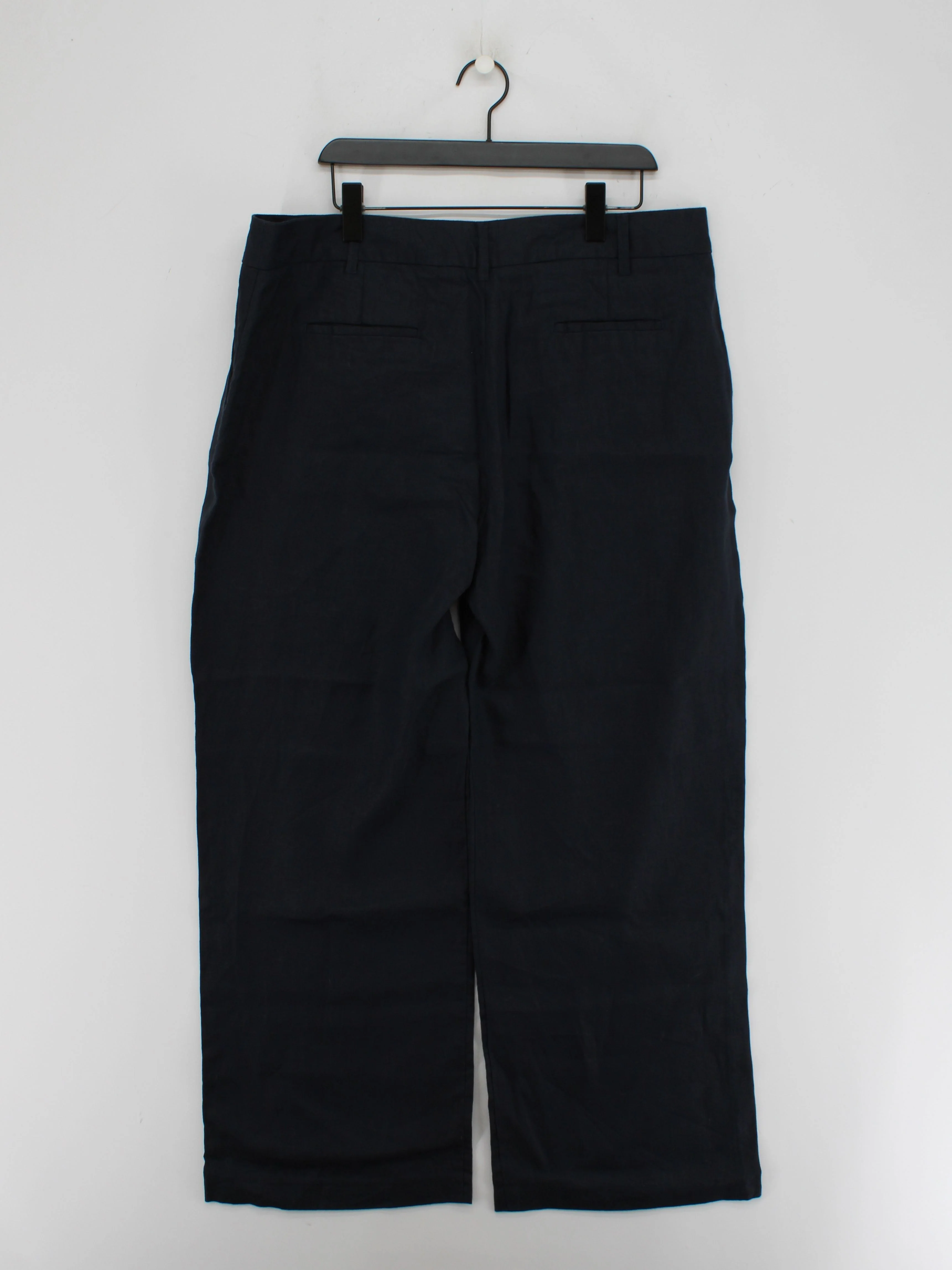Hobbs Women's Trousers UK 18 Blue 100% Linen Wide-Leg Cropped - Image 2