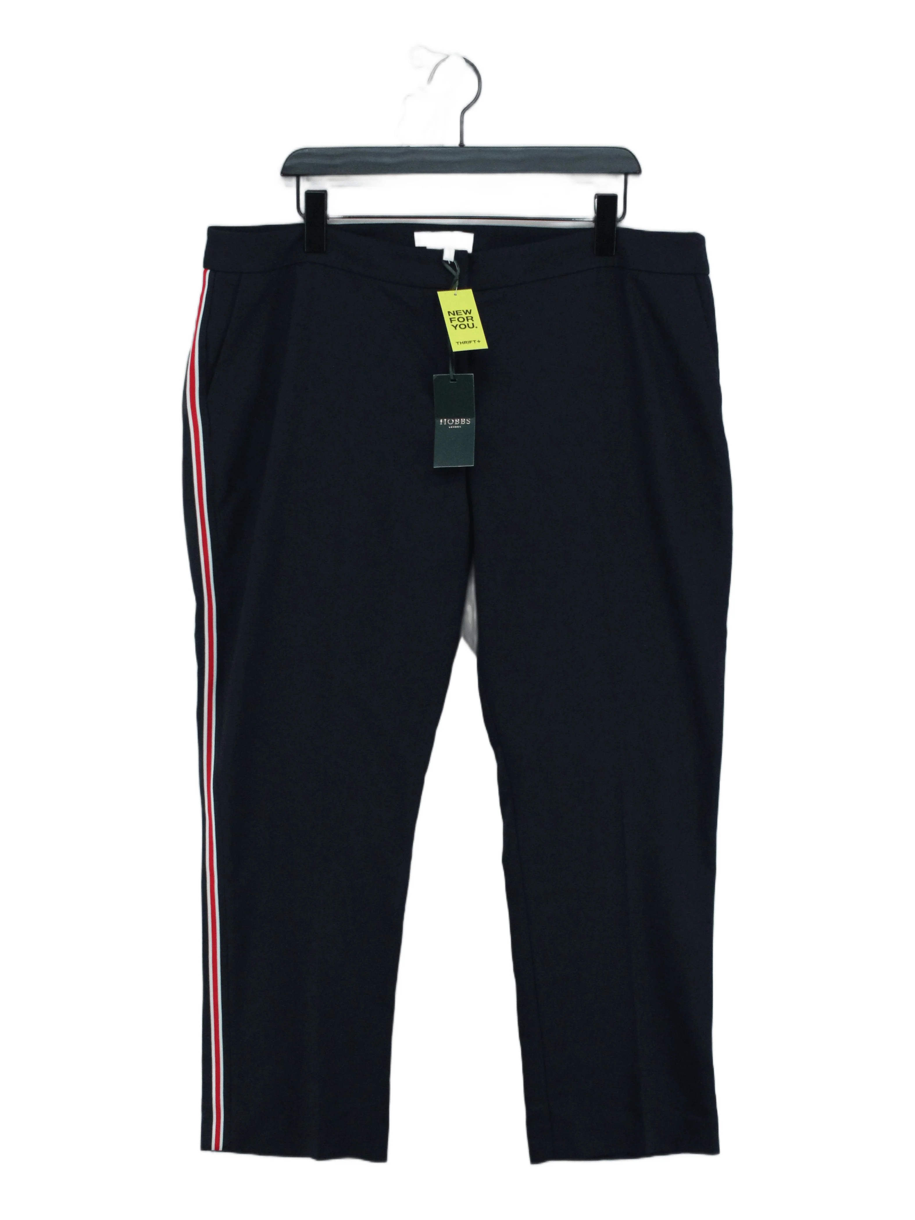 Hobbs Women's Trousers UK 18 Blue Cotton with Polyester, Elastane Cropped