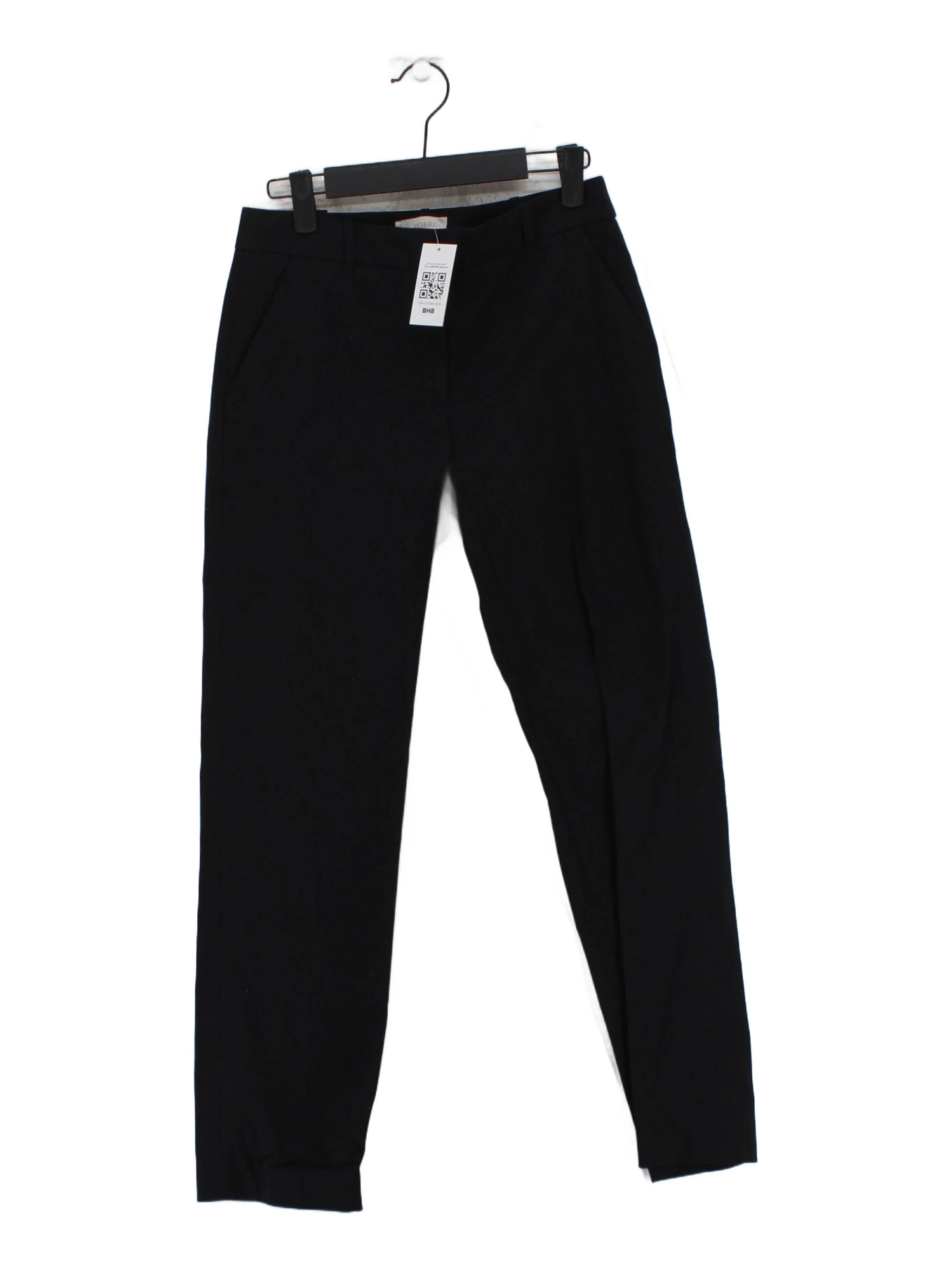 Hobbs Women's Trousers UK 8 Black Cotton with Elastane Straight Chino