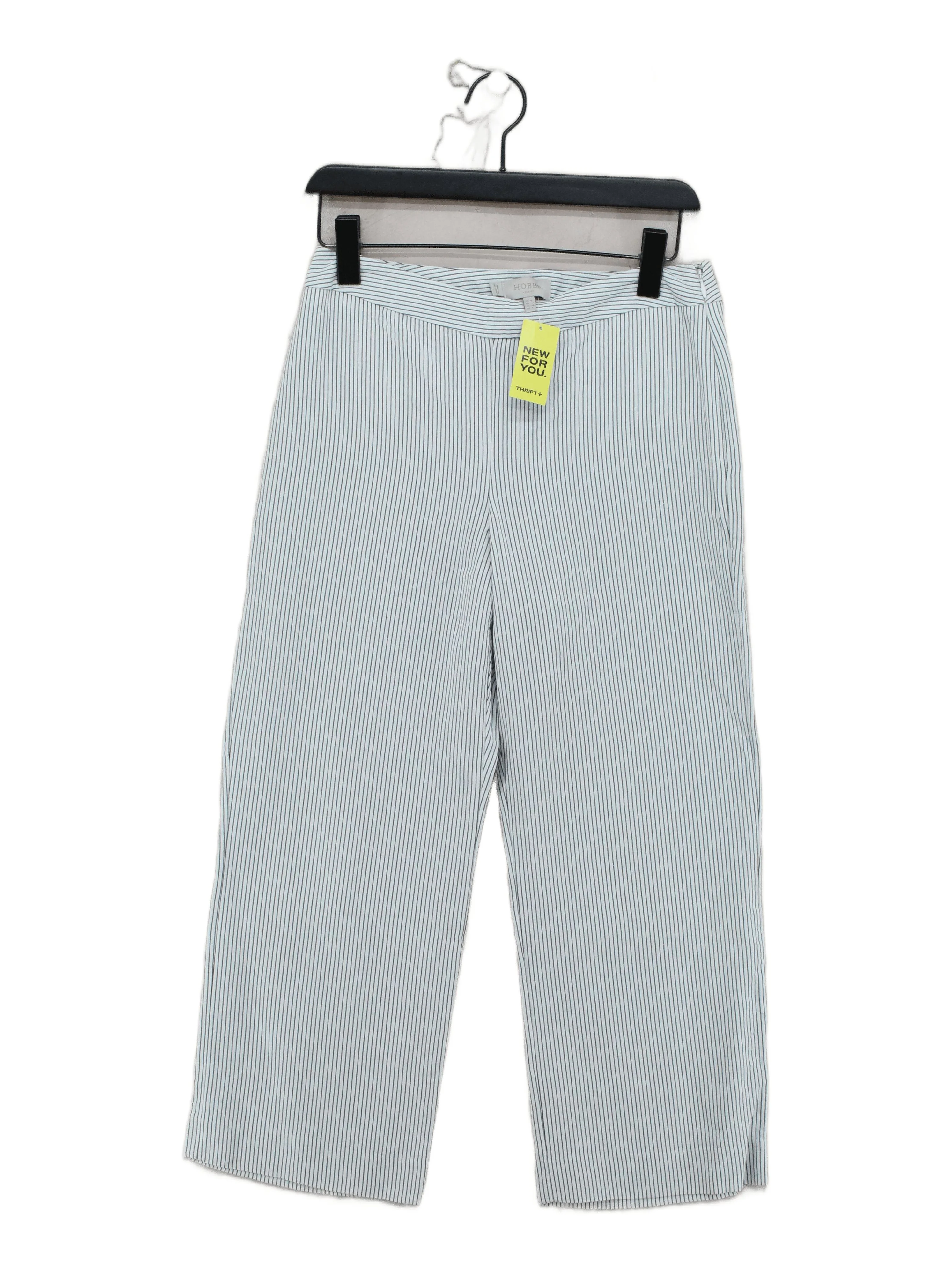 Hobbs Women's Trousers UK 8 White Lyocell Modal with Linen, Cotton Cropped