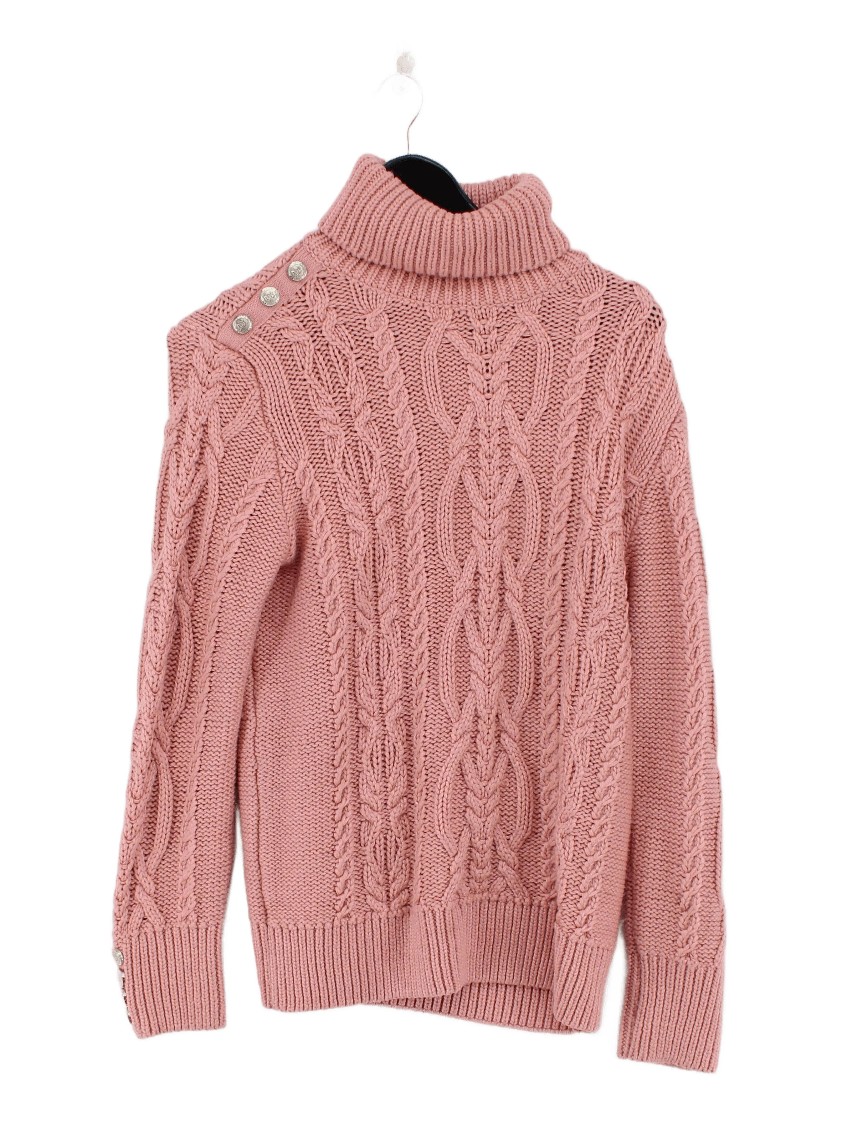 Holland Cooper Women's Jumper M Pink 100% Wool Roll Neck Pullover