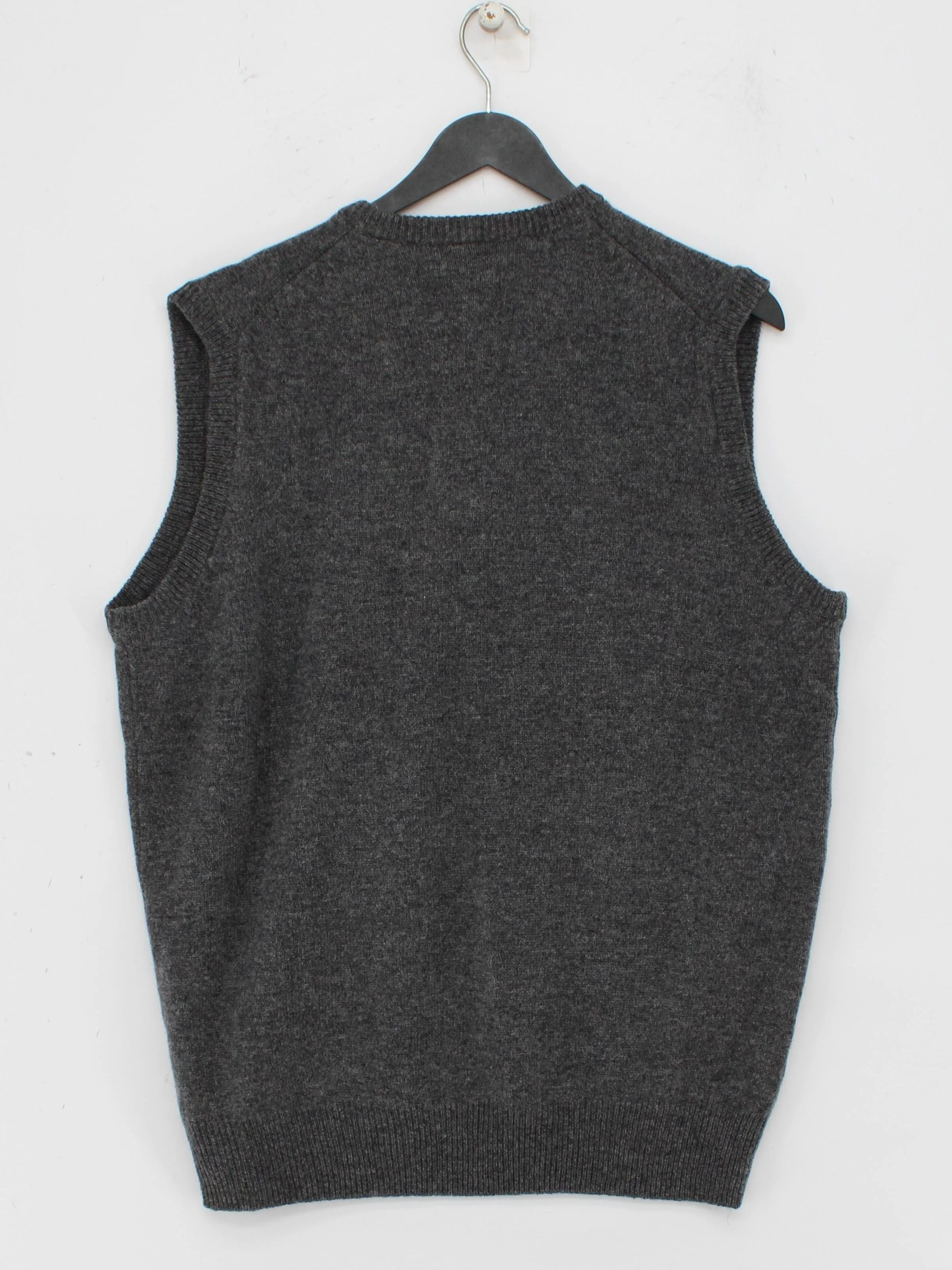 House Of Bruar Men's Jumper L Grey 100% Wool V-Neck Vest - Image 2