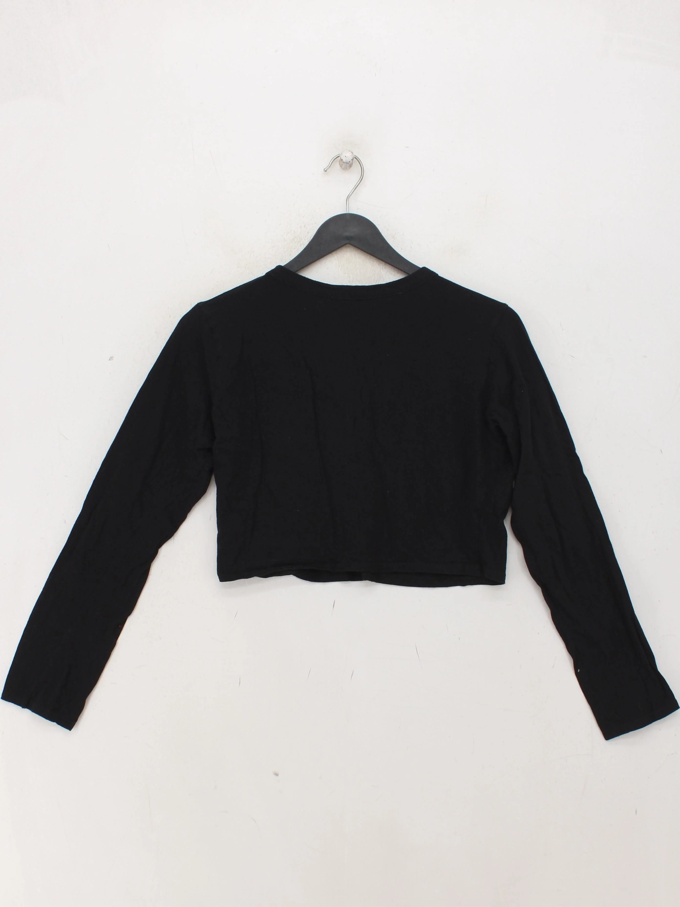 Hoxton Women's Top L Black Graphic 100% Cotton Long Sleeve Crew Neck Cropped - Image 2