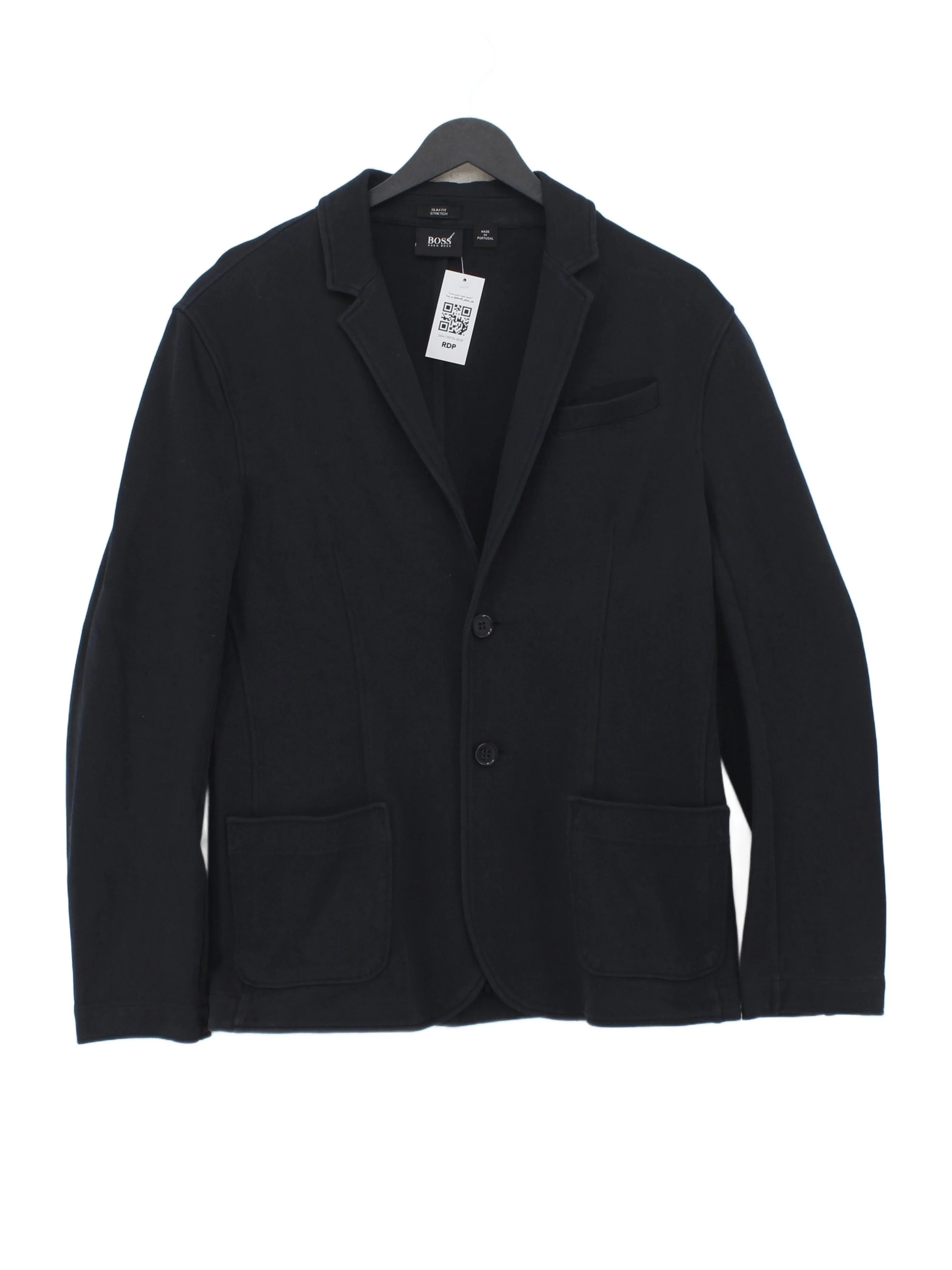 Hugo Boss Men's Blazer M Blue Cotton with Polyamide, Elastane Overcoat