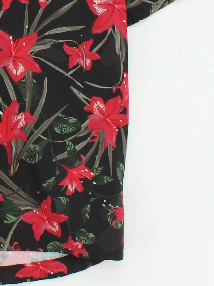 Hugo Boss Men's Shirt L Black Floral 100% Polyester Basic - Image 4