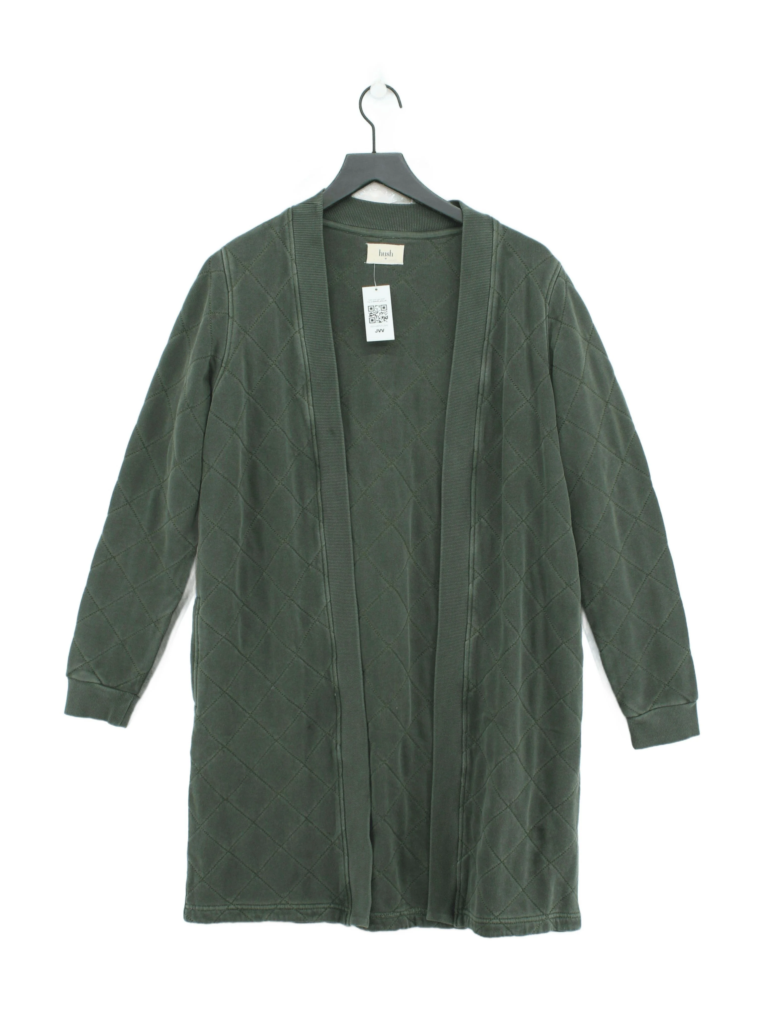 Hush Women's Cardigan UK 10 Green Checkered 100% Cotton V-Neck Cardigan