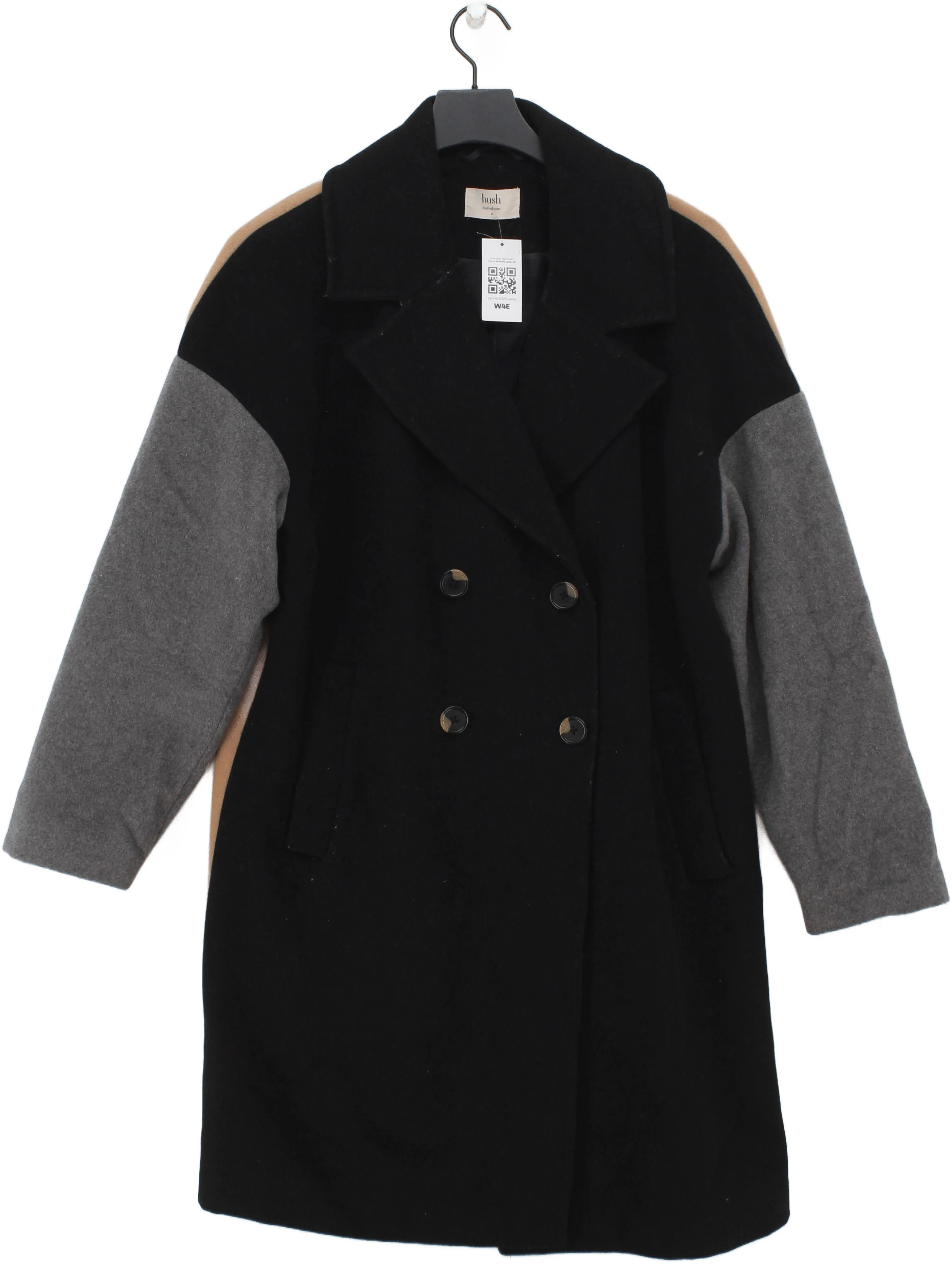 Hush Women's Coat UK 10 Multi Wool with Polyester, Nylon, Viscose Overcoat