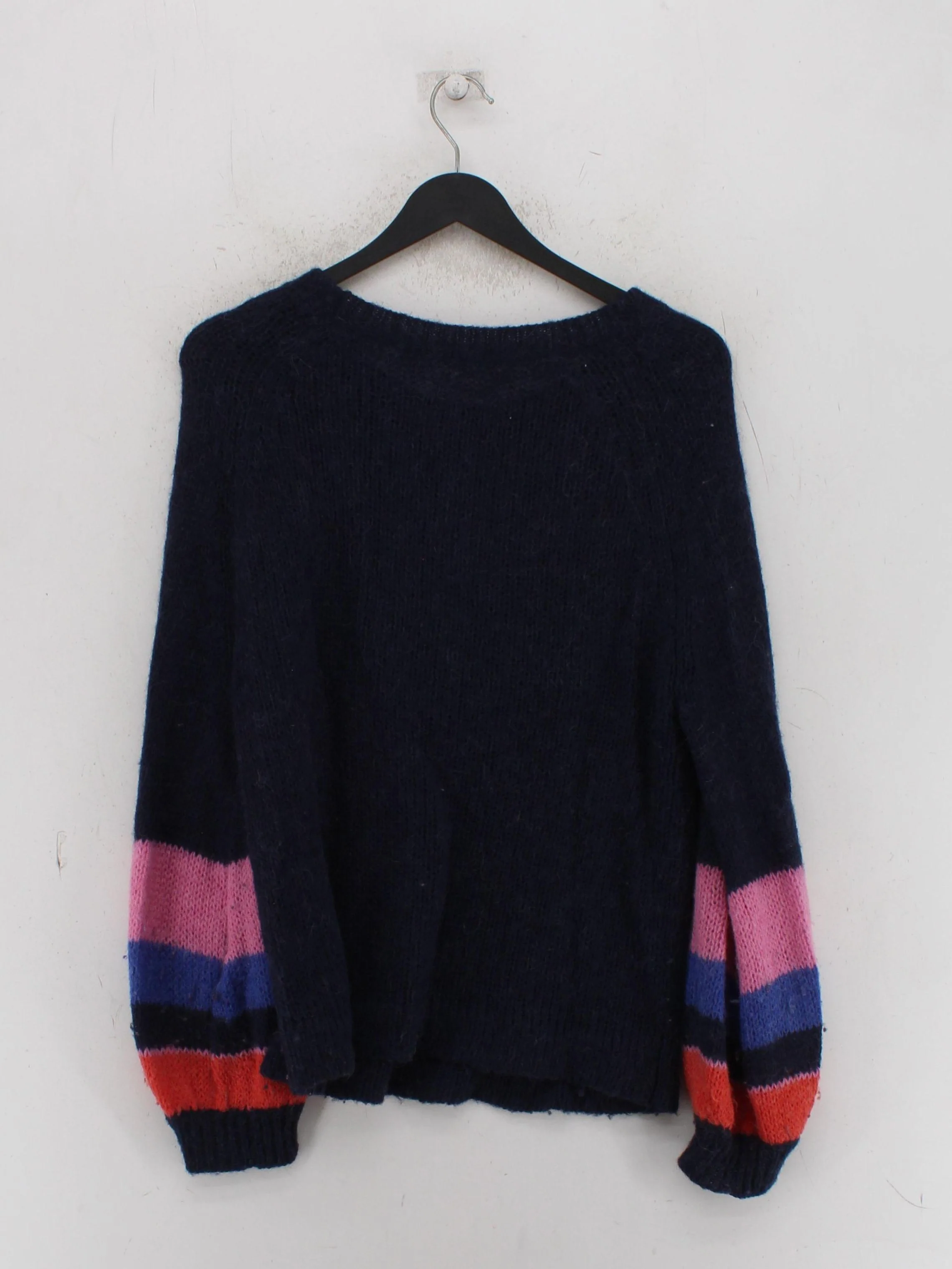 Hush Women's Jumper S Blue Striped Wool with Nylon Crew Neck Pullover - Image 2