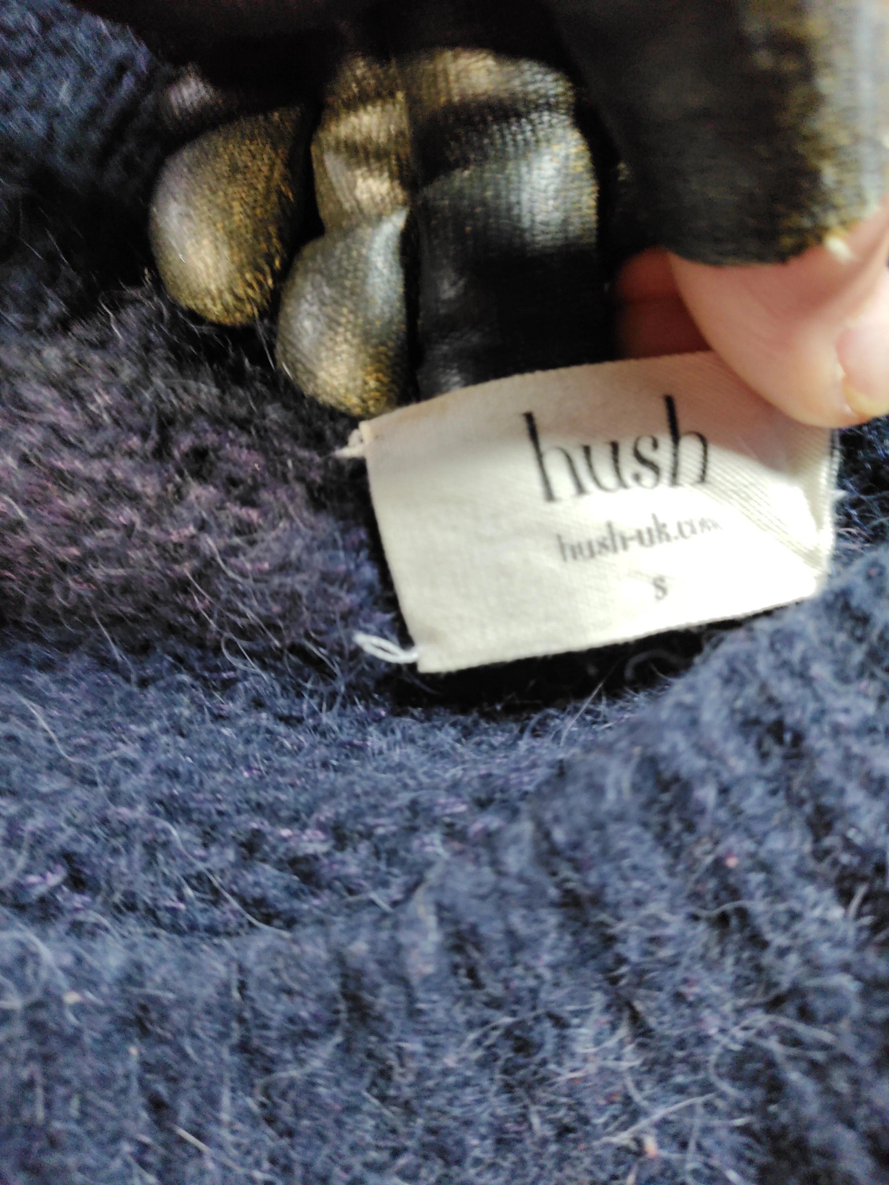 Hush Women's Jumper S Blue Striped Wool with Nylon Crew Neck Pullover - Image 6