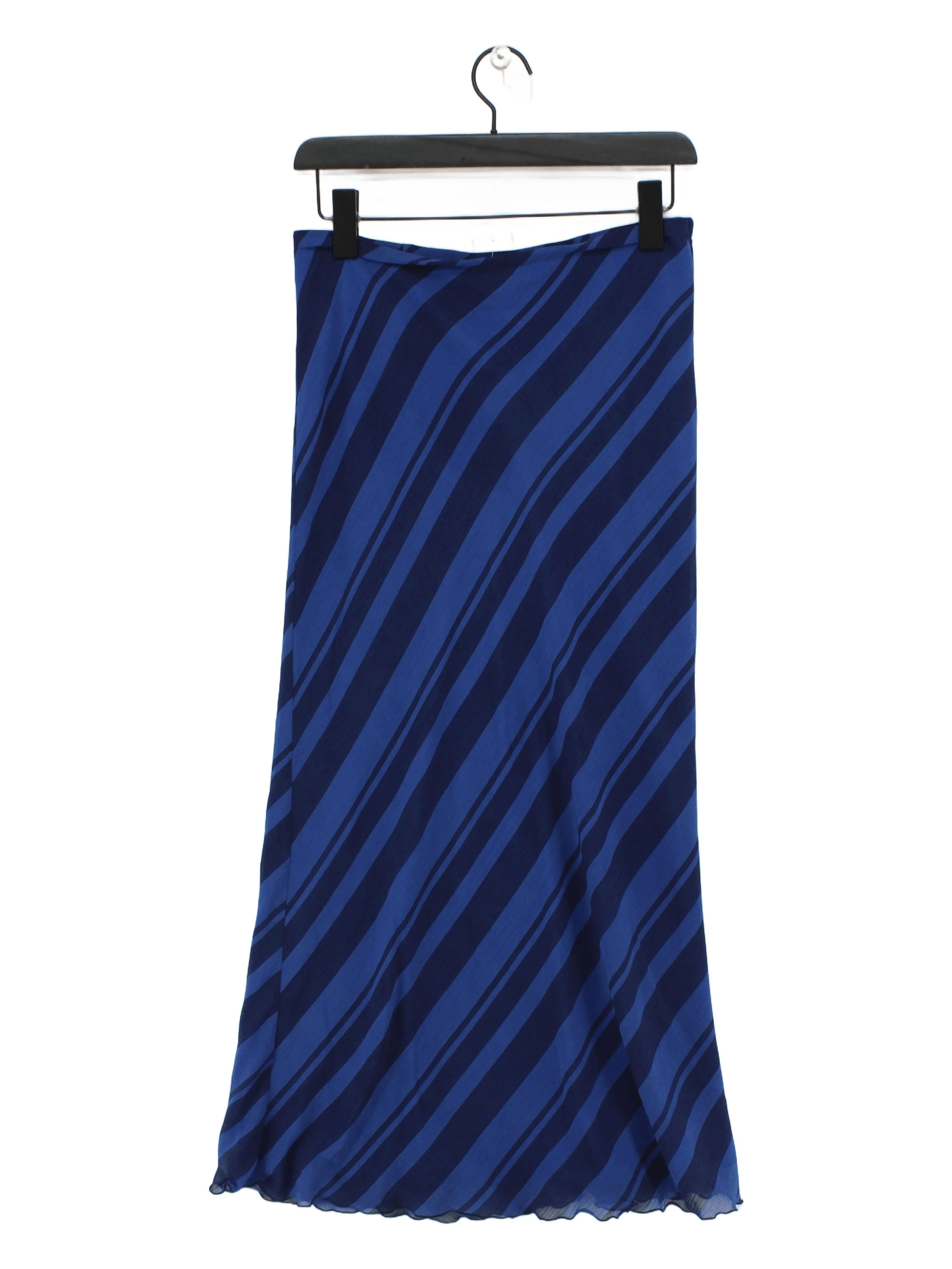 Hush Women's Maxi Skirt UK 10 Blue Striped 100% Polyester Long Maxi