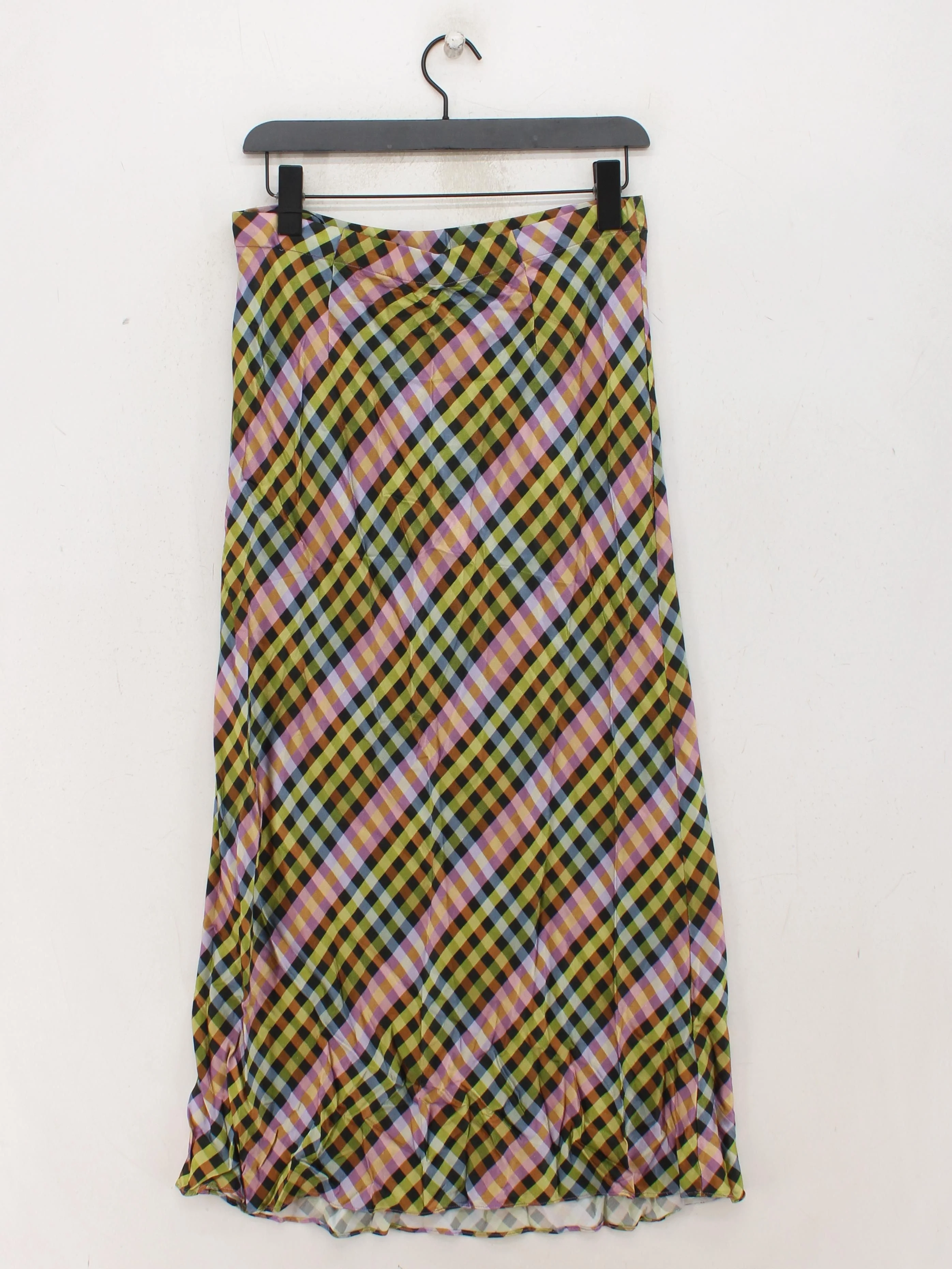 Hush Women's Maxi Skirt UK 12 Multi Checkered 100% Viscose Long Maxi - Image 2