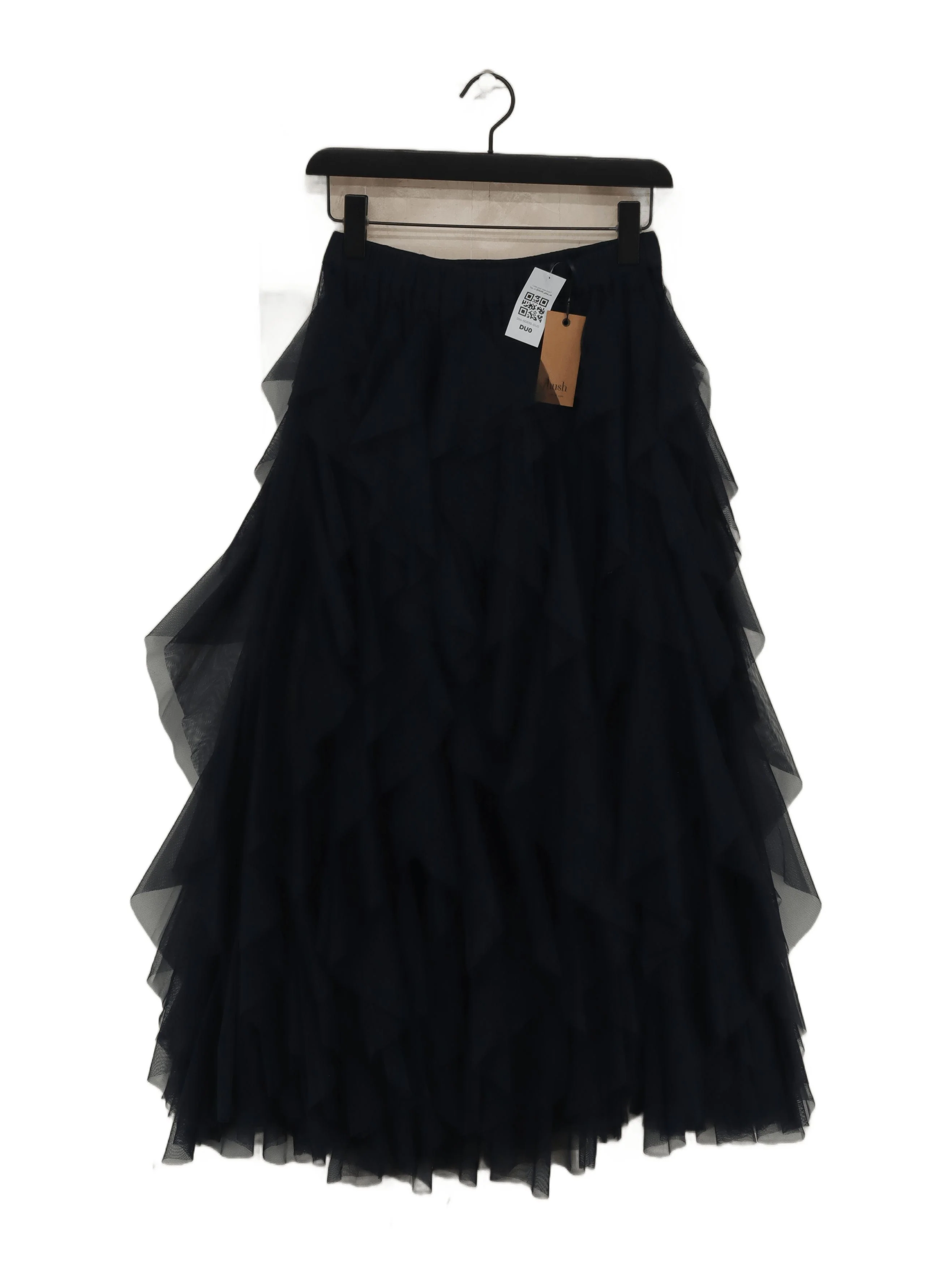 Hush Women's Midi Skirt UK 8 Black Polyester with Viscose, Elastane Midi A-Line
