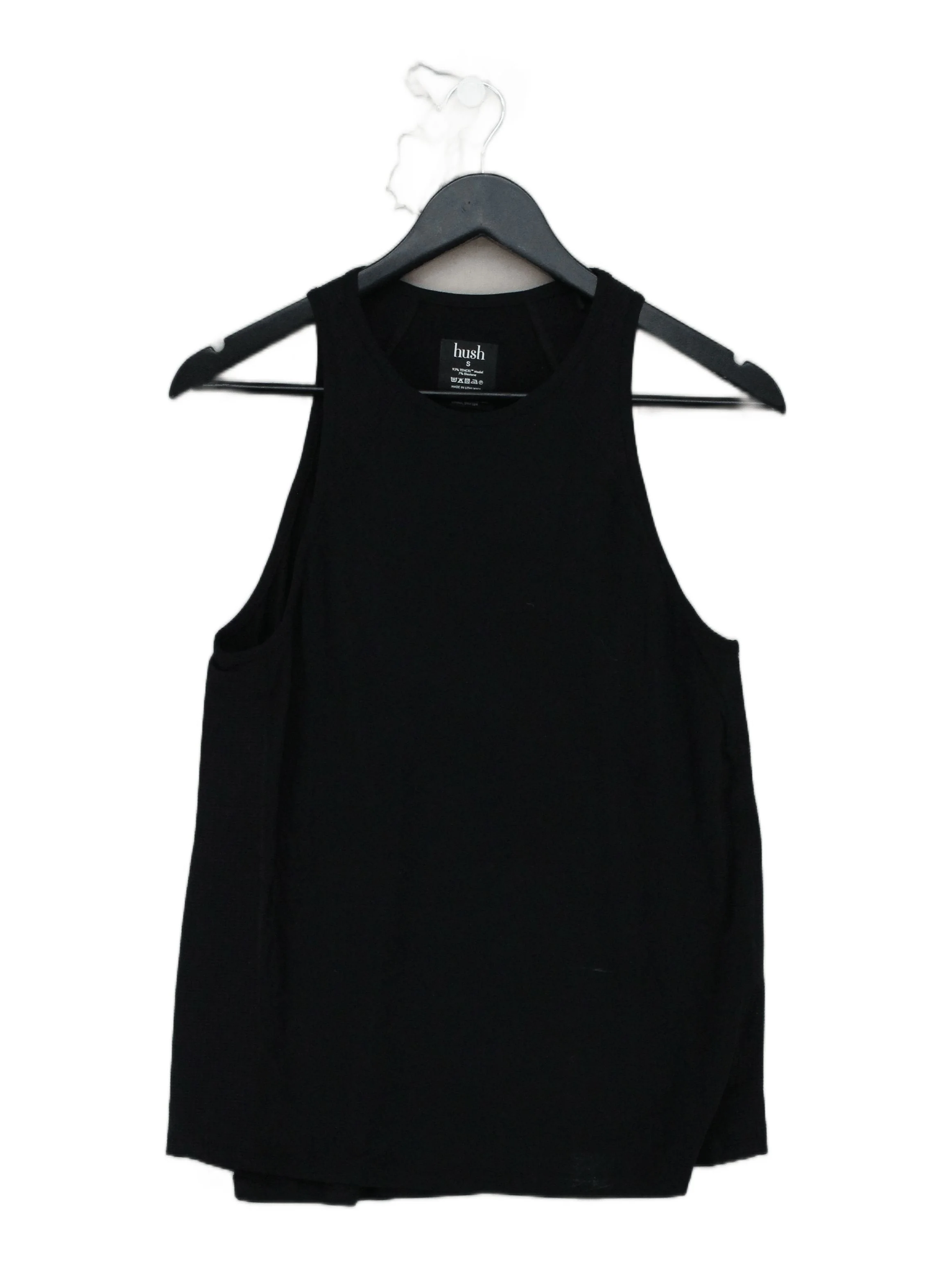 Hush Women's T-Shirt S Black Lyocell Modal with Elastane Sleeveless Basic