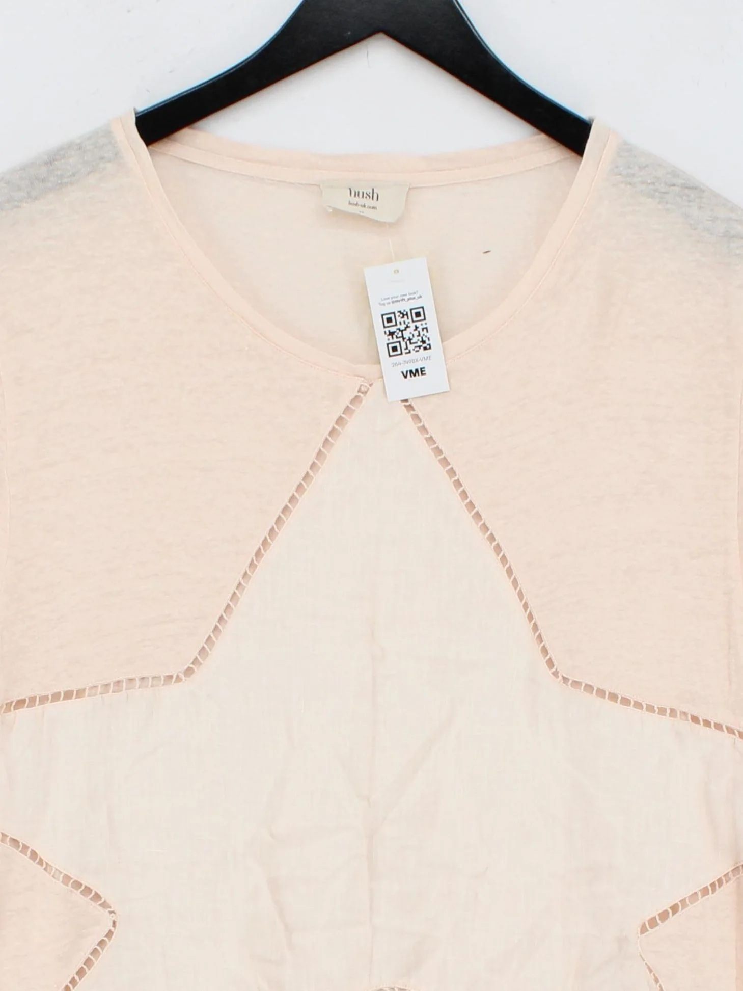 Hush Women's T-Shirt XL Pink Linen with Cotton Short Sleeve V-Neck Basic - Image 3