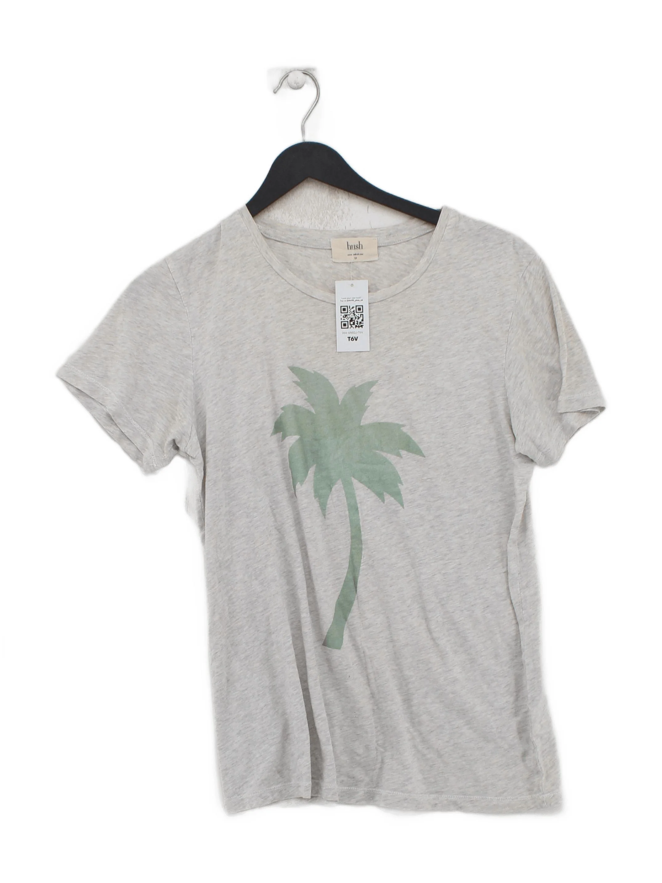 Hush Women's T-Shirt XS Grey Graphic 100% Cotton Short Sleeve Round Neck Basic