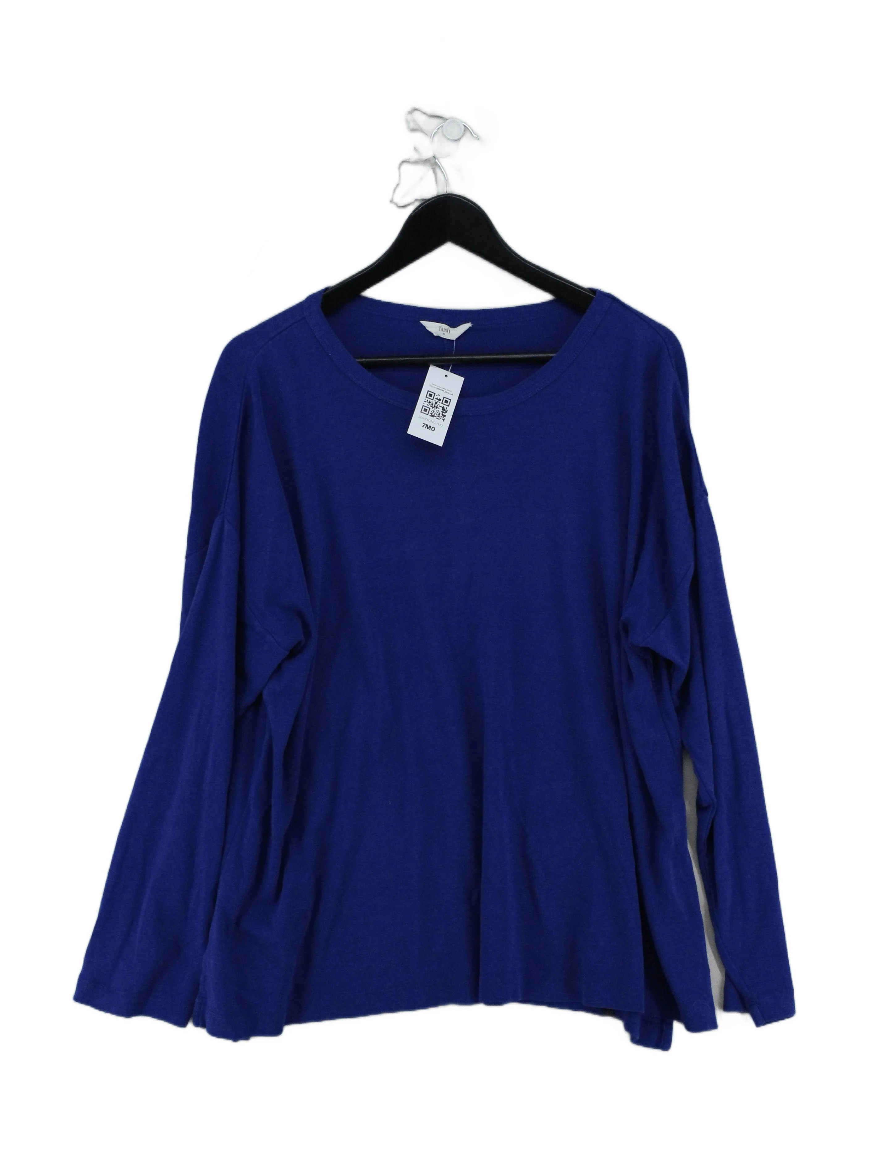 Hush Women's Top M Blue 100% Cotton Long Sleeve Round Neck Basic
