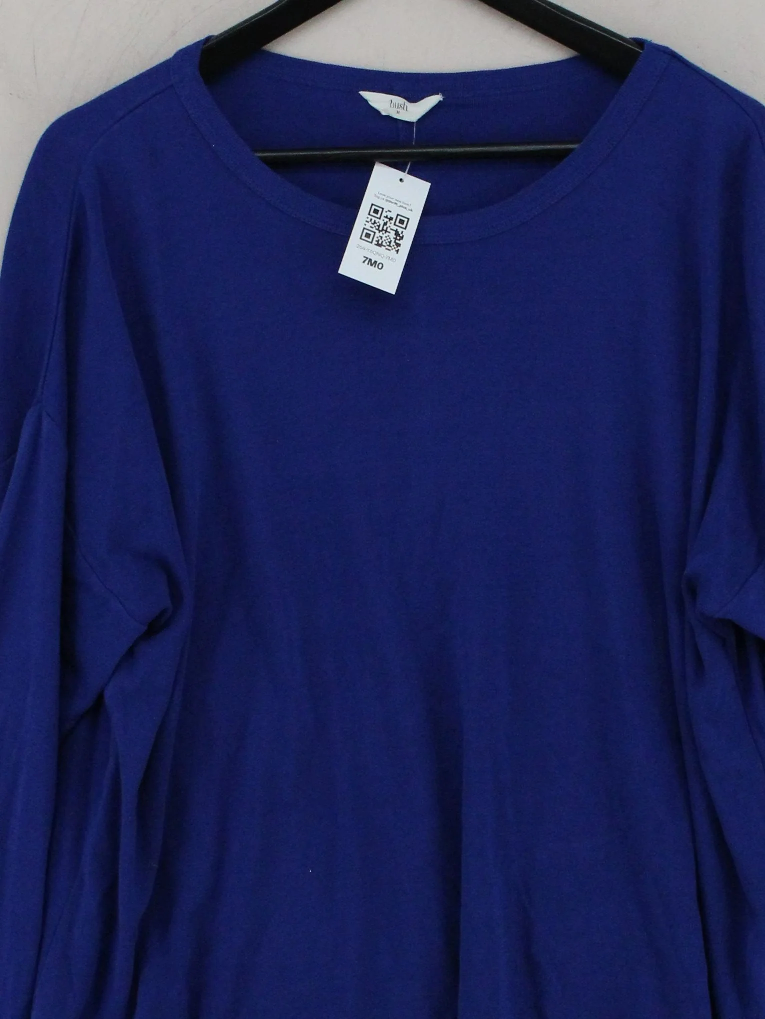 Hush Women's Top M Blue 100% Cotton Long Sleeve Round Neck Basic - Image 3