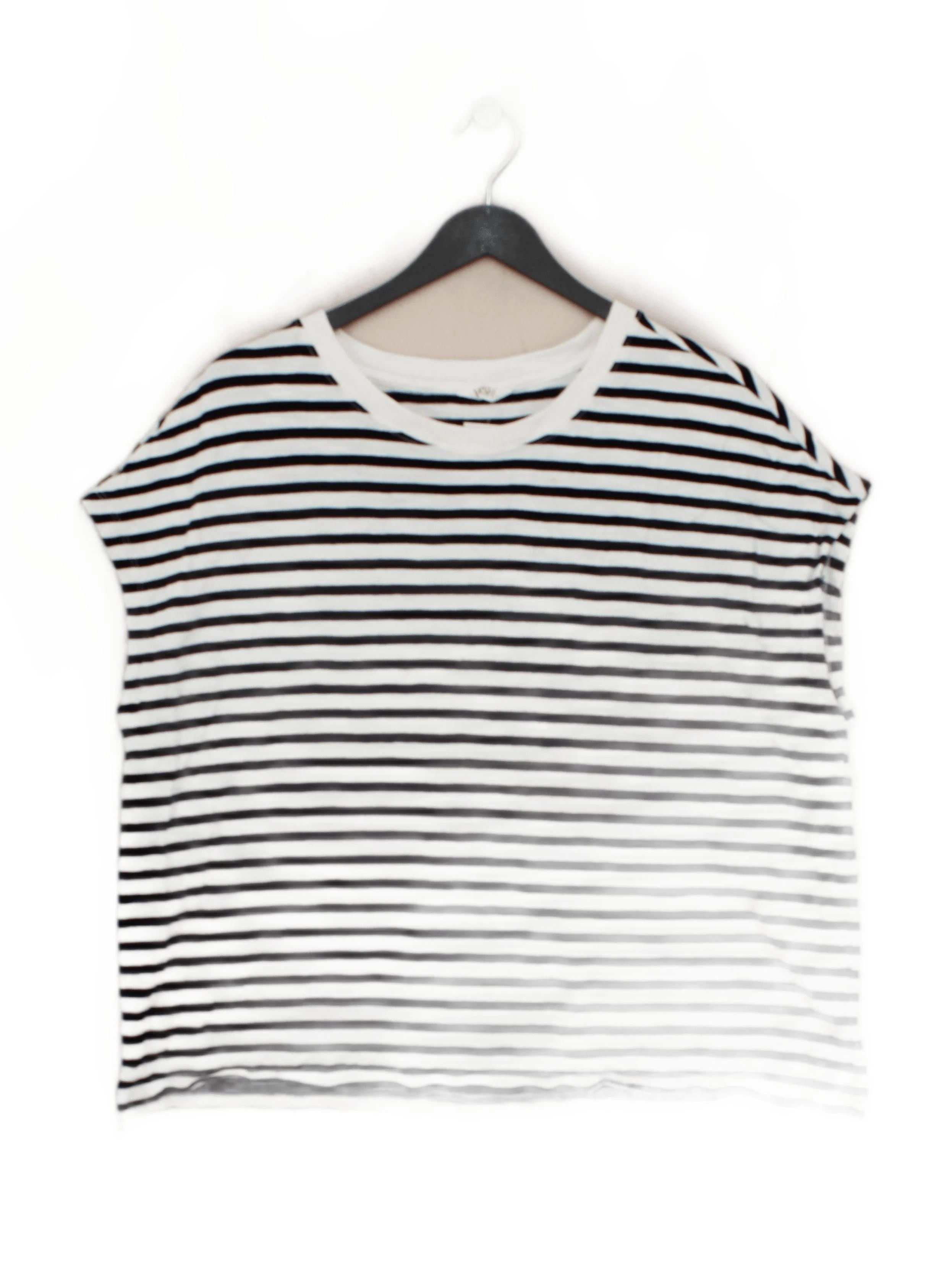 Hush Women's Top M White Striped 100% Cotton Sleeveless Round Neck Jersey