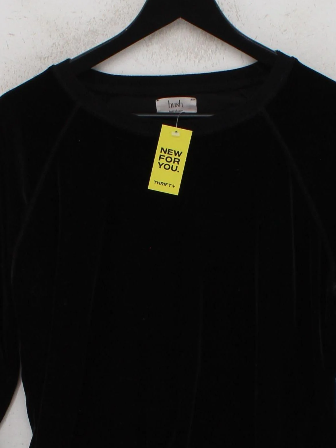 Hush Women's Top S Black Polyester with Elastane Long Sleeve Crew Neck Basic - Image 3