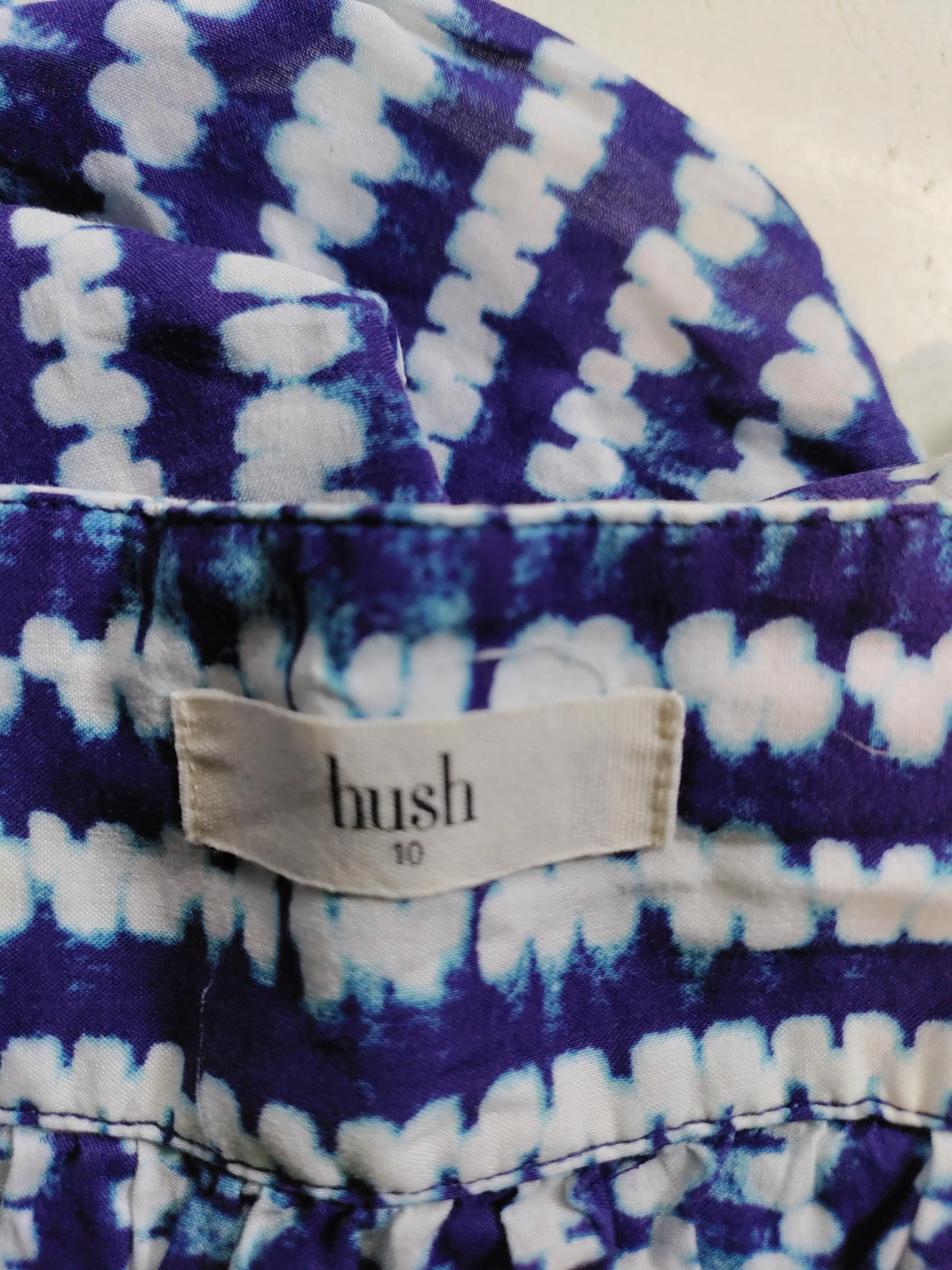 Hush Women's Top UK 10 Multi Cotton with Viscose Long Sleeve Square Neck Basic - Image 5