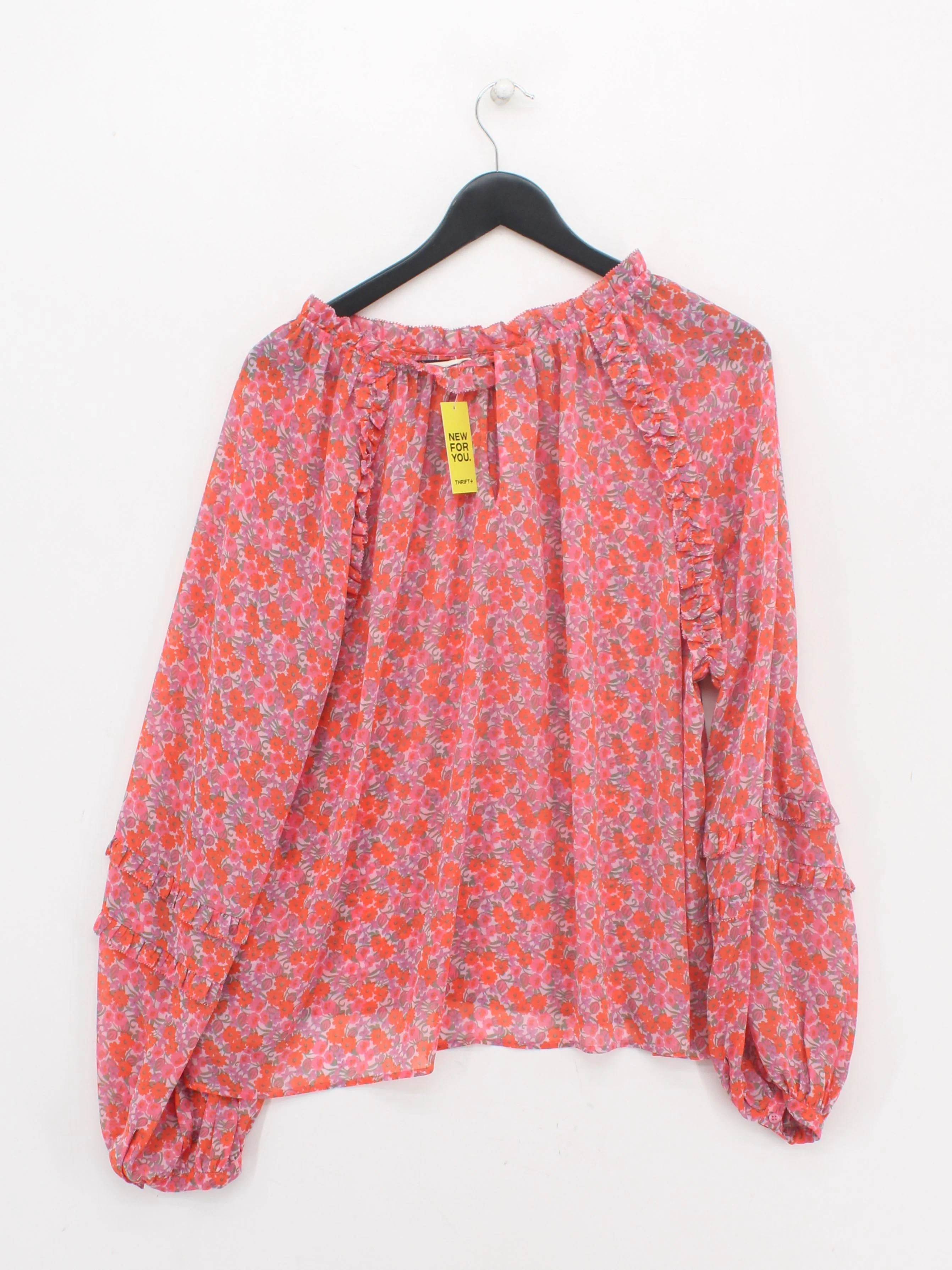 Hush Women's Top UK 18 Red Floral 100% Polyester Long Sleeve Round Neck Basic - Image 2