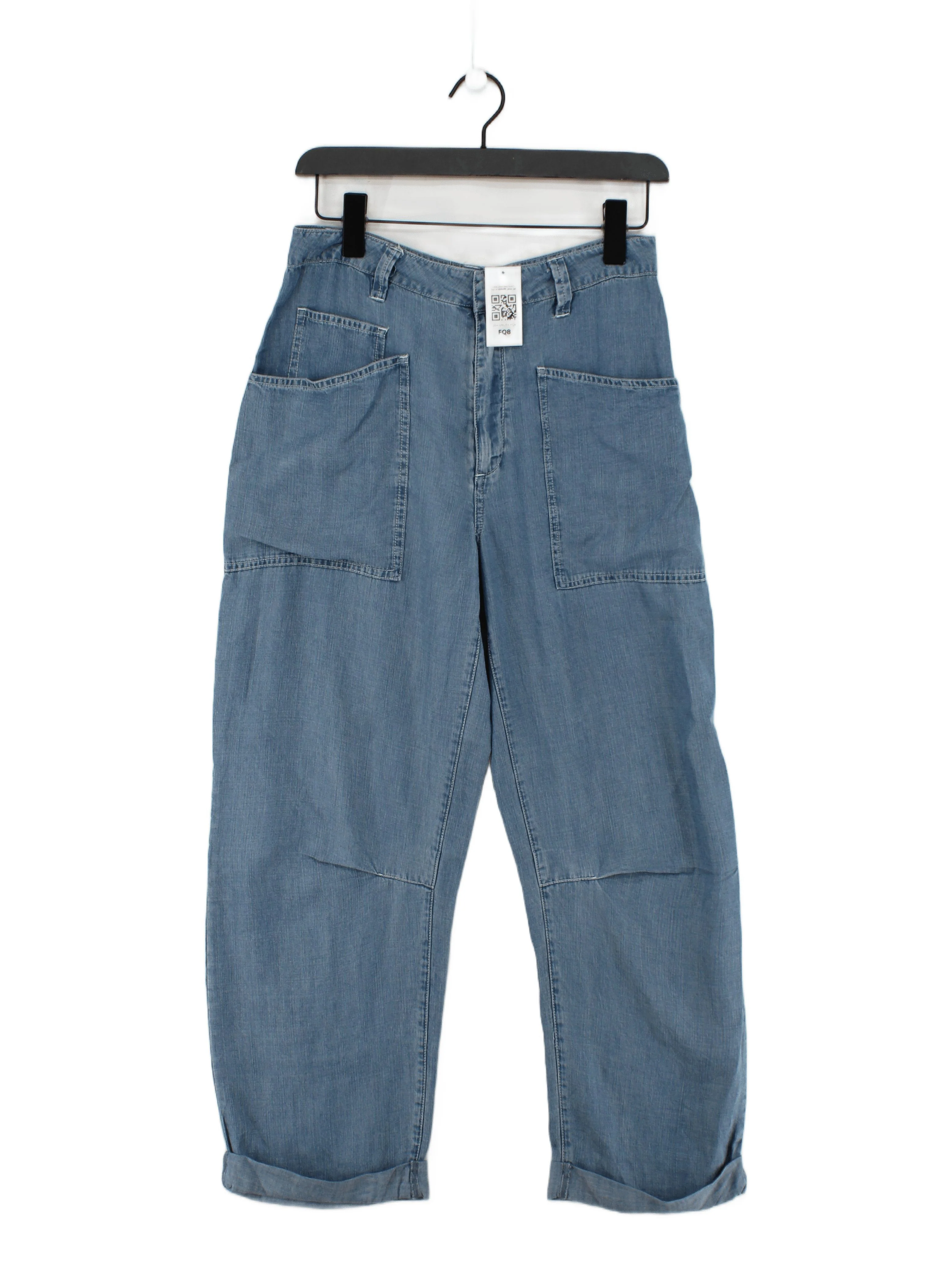 Hush Women's Trousers UK 10 Blue 100% Lyocell Modal Wide-Leg Cropped