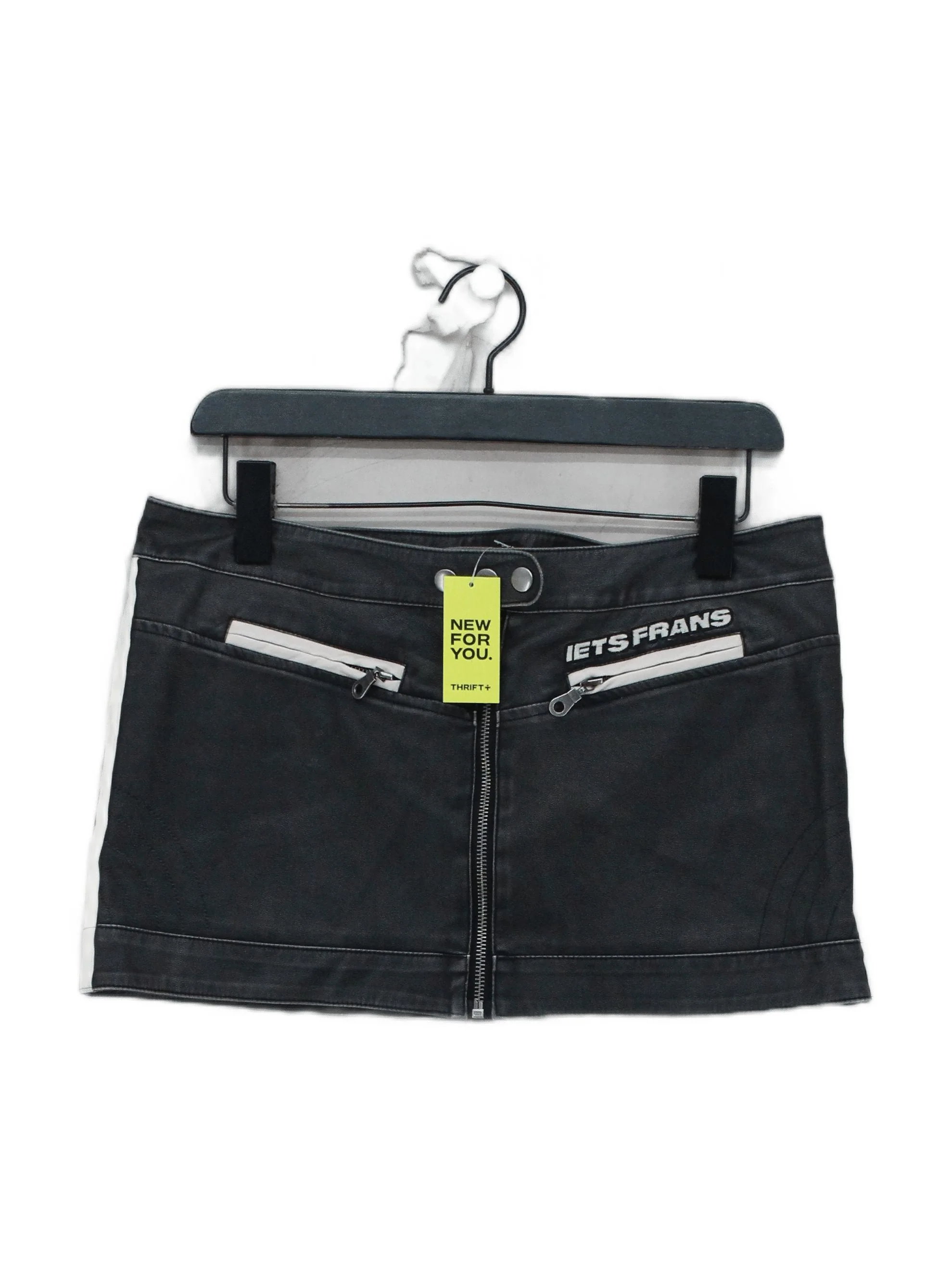Iets Frans Women's Mini Skirt M Black Faux Leather with Polyester Short Mini