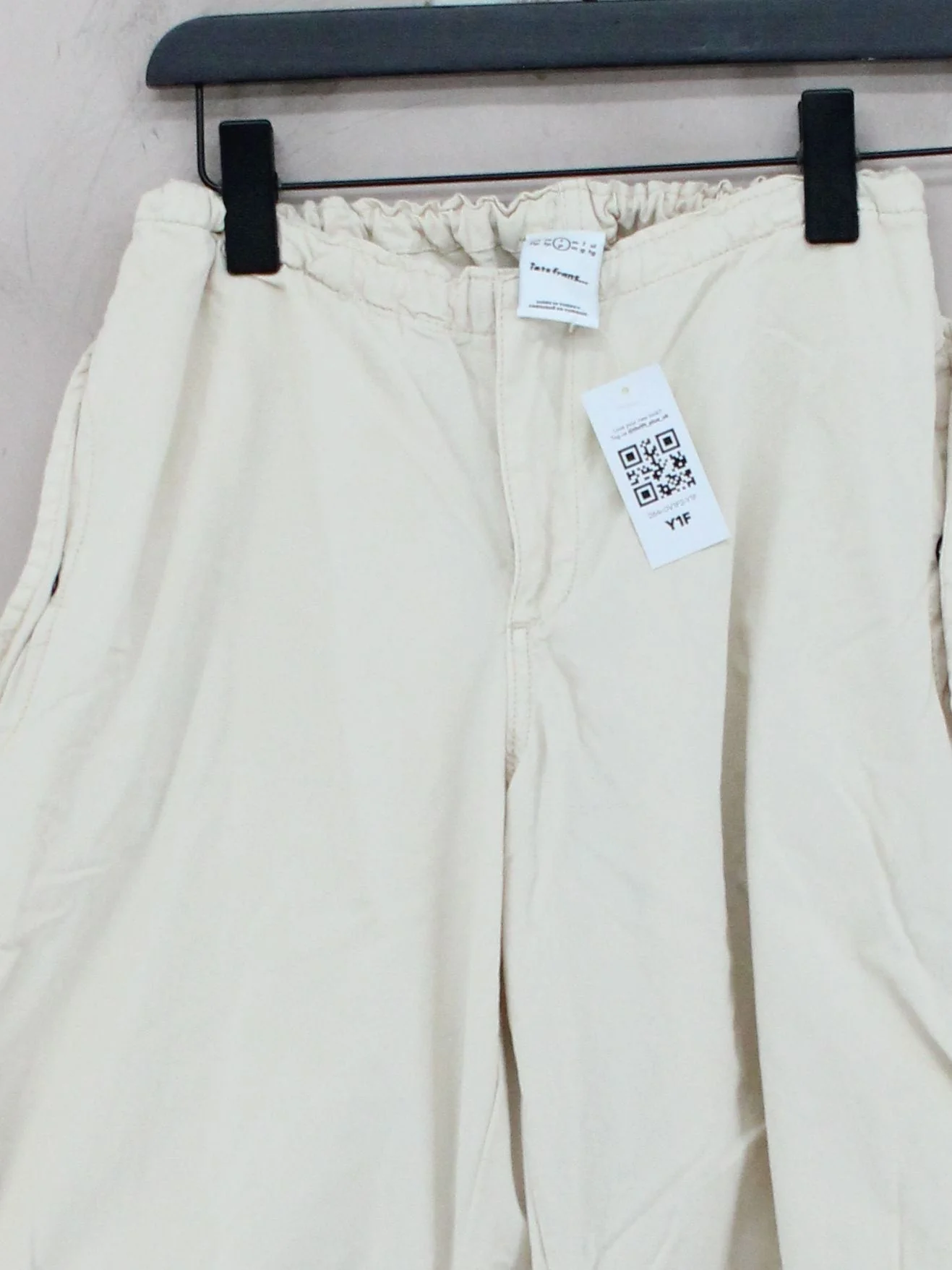 Iets Frans Women's Sports Bottoms S Cream 100% Cotton Tapered Sweatpants - Image 3