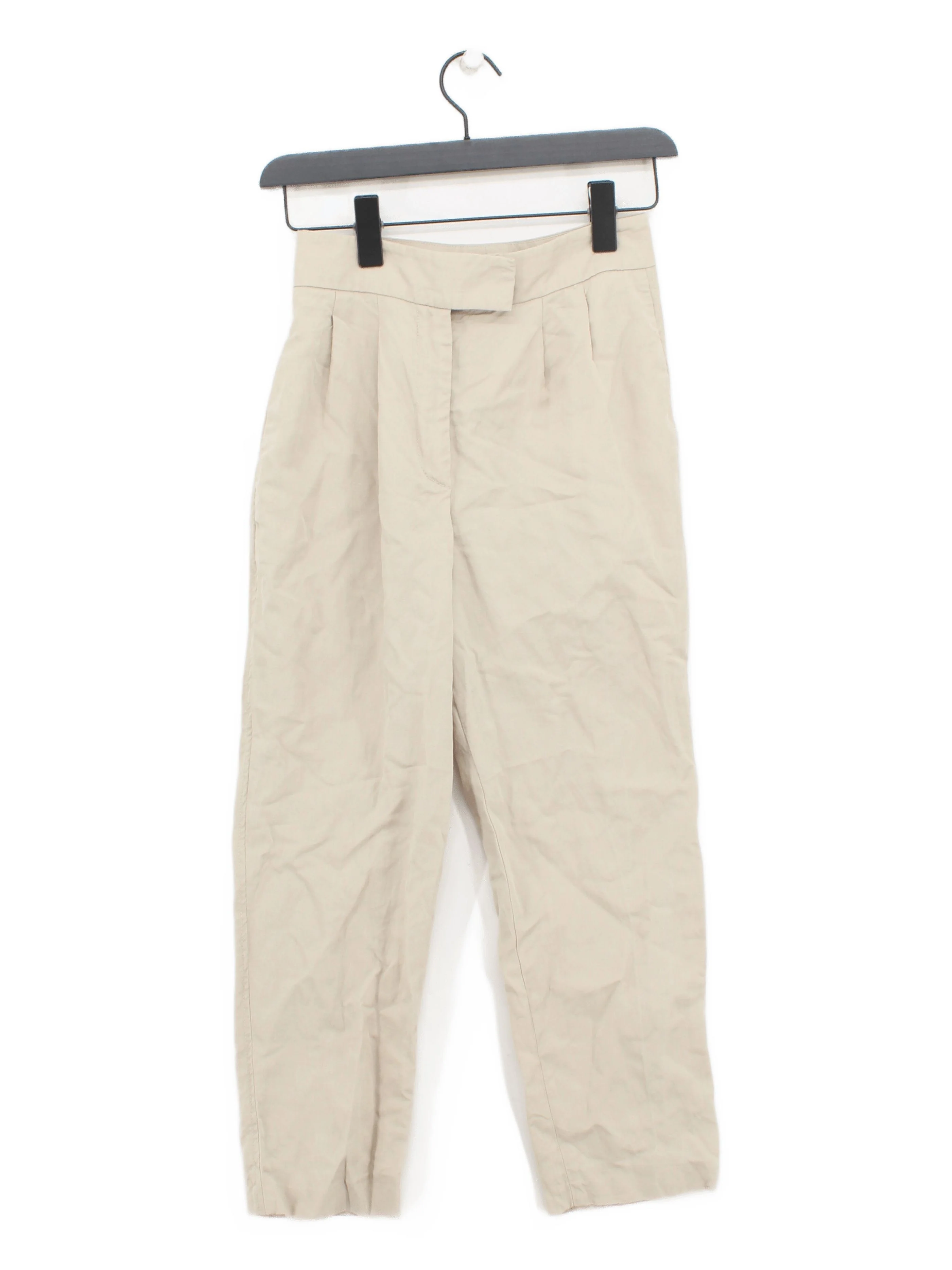 Iris & Ink Women's Trousers UK 4 Cream Lyocell Modal with Linen, Cotton Cropped
