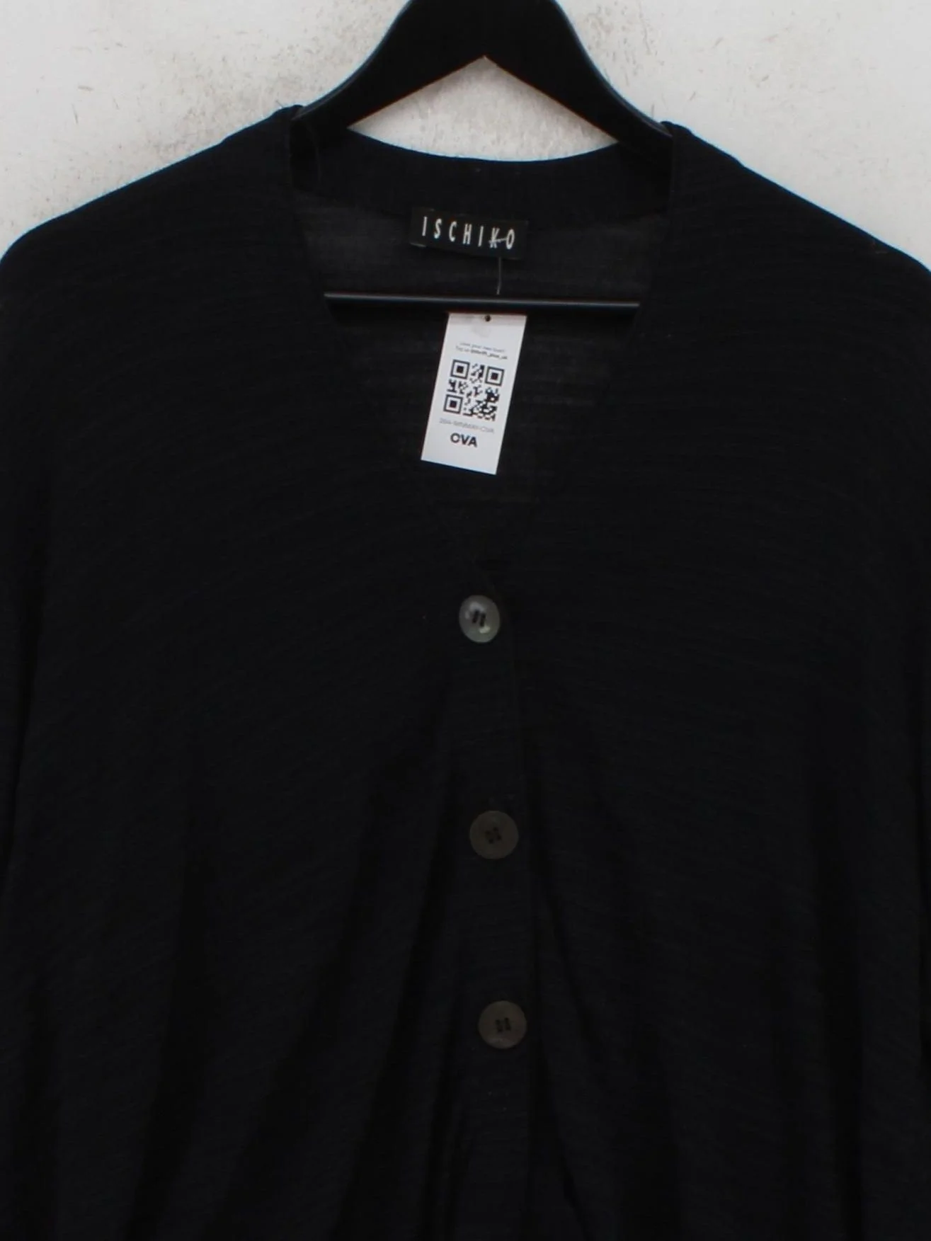 Ischiko Women's Cardigan UK 16 Black Viscose with Polyamide V-Neck Cardigan - Image 3