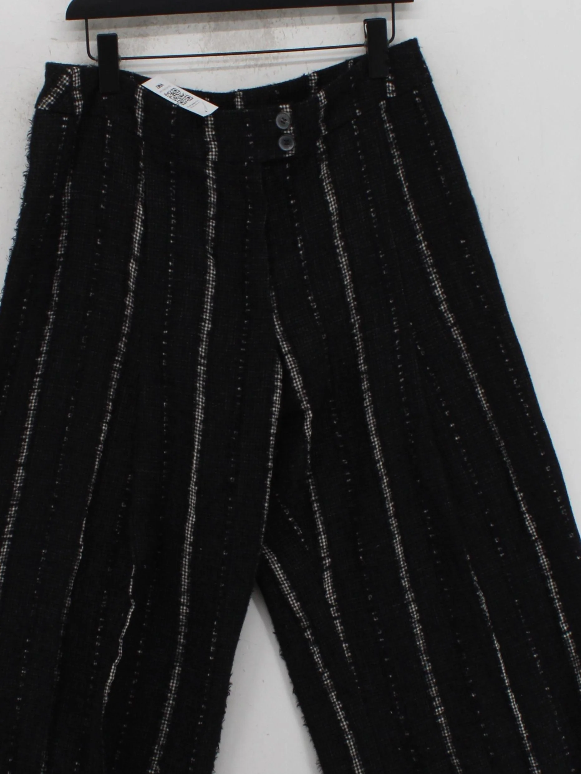 Ischiko Women's Trousers UK 18 Black Striped 100% Other Wide-Leg Chino - Image 3