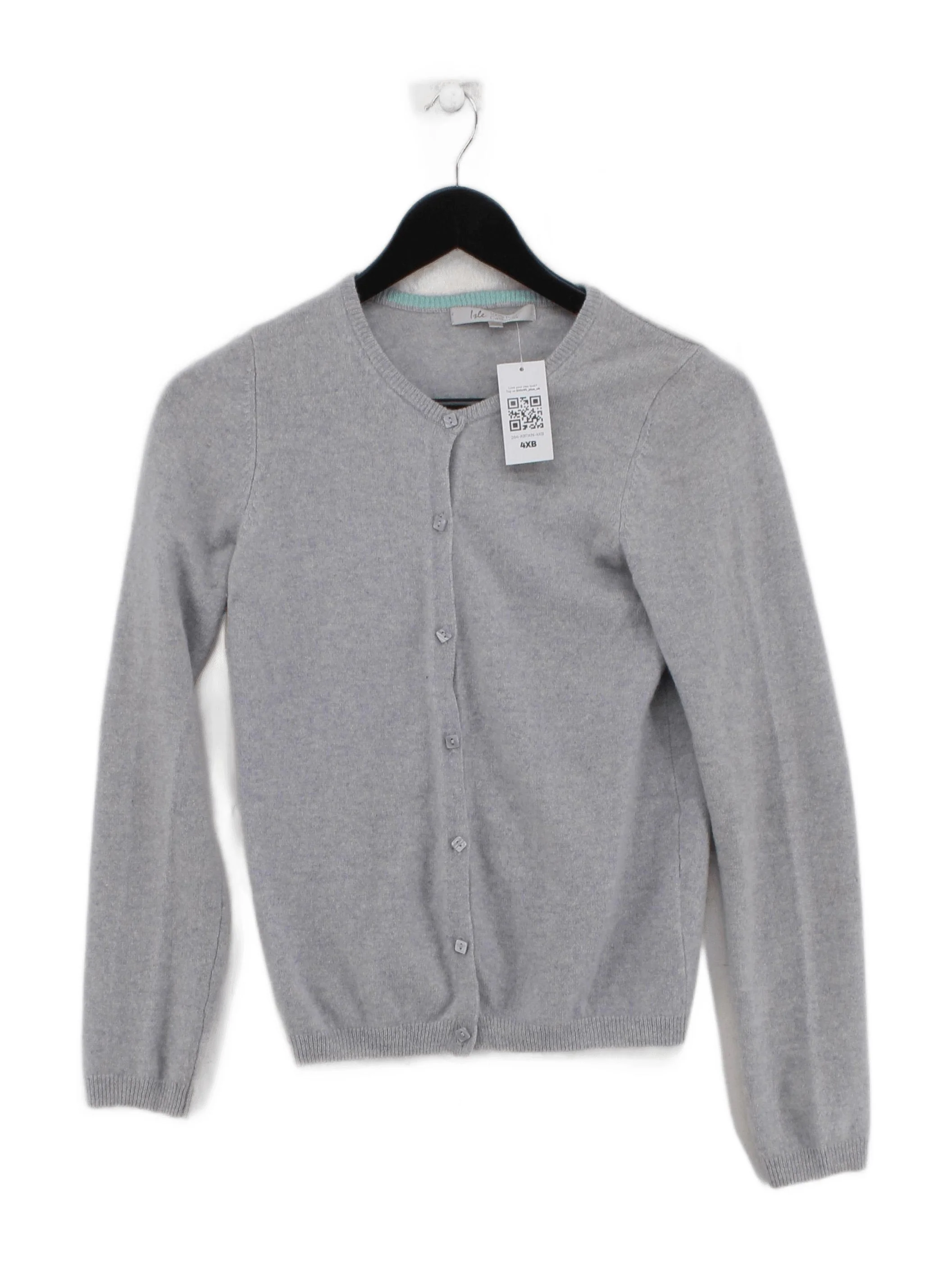 Isle Women's Cardigan XS Grey 100% Cashmere Round Neck Cardigan