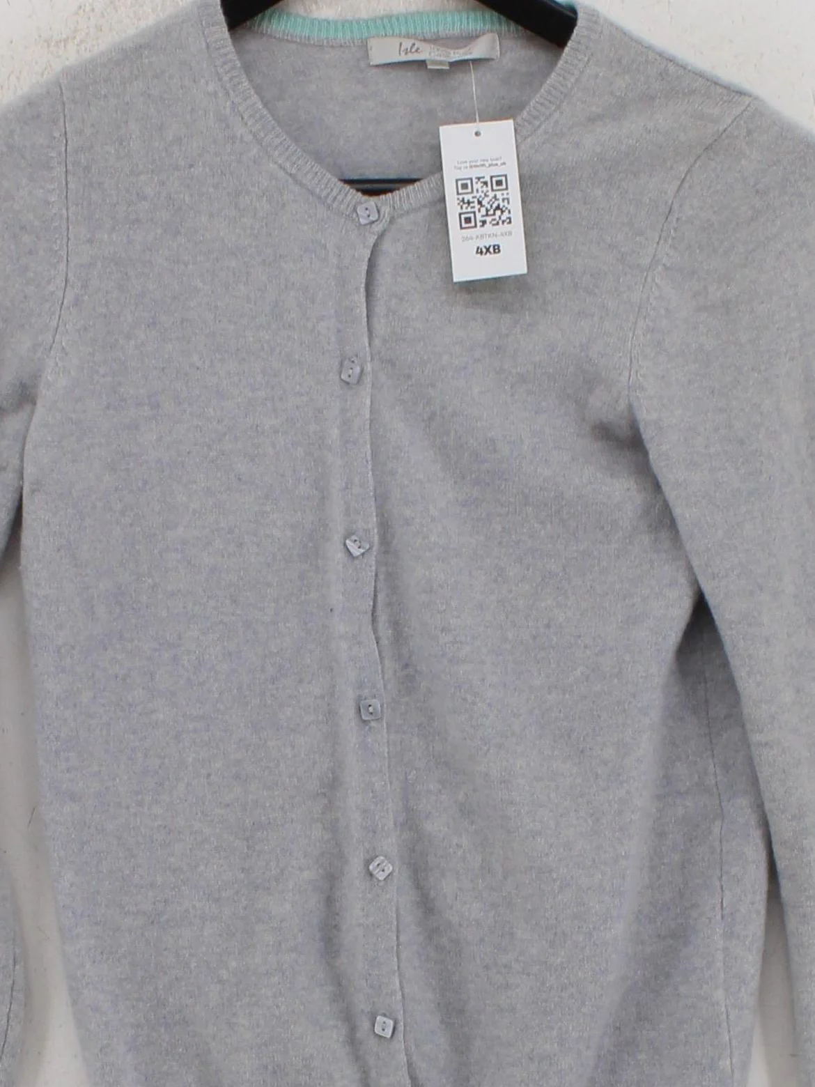 Isle Women's Cardigan XS Grey 100% Cashmere Round Neck Cardigan - Image 3
