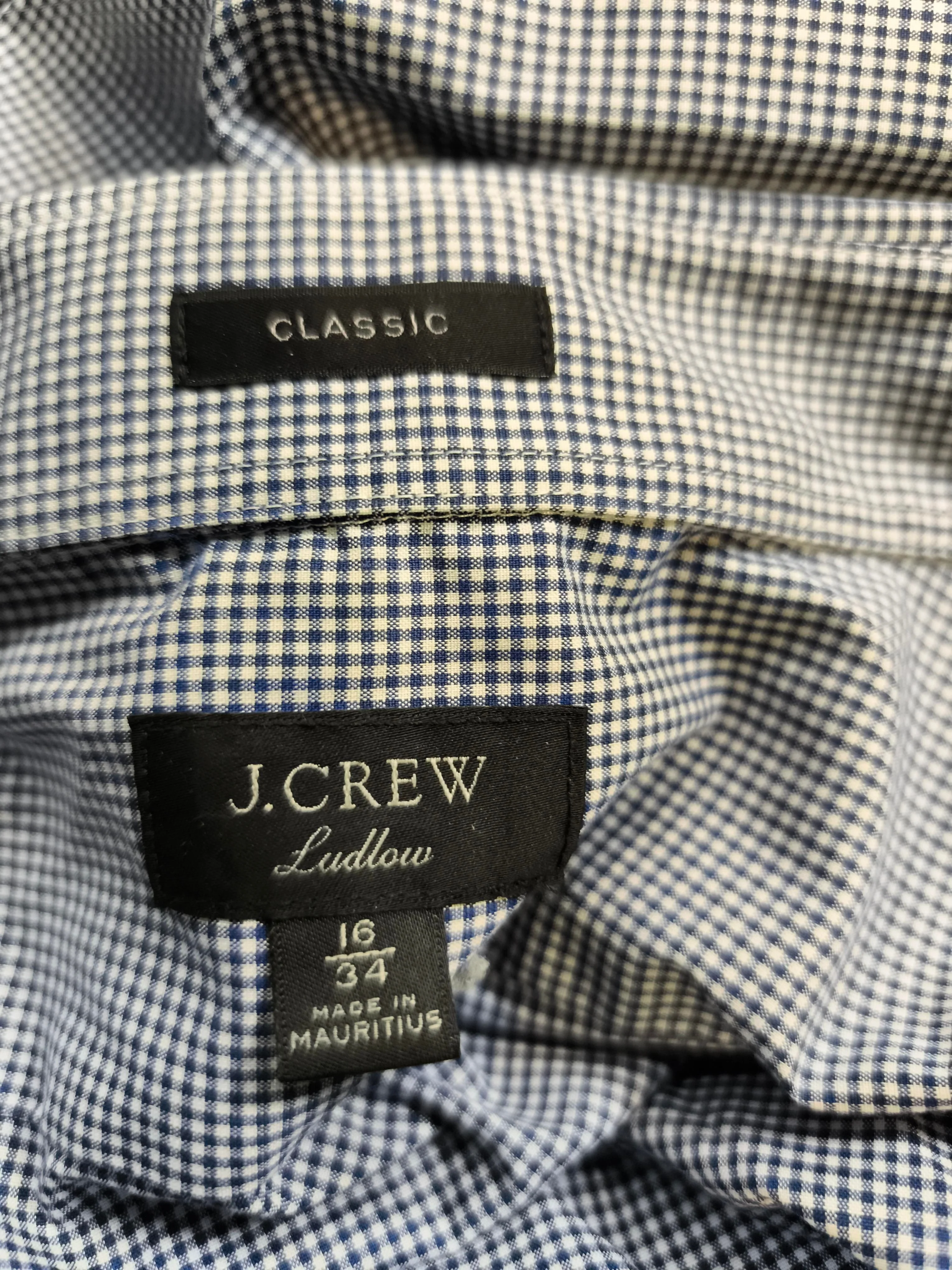 J. Crew Men's Shirt Chest: 34 in Blue Checkered Cotton with Elastane Basic - Image 5