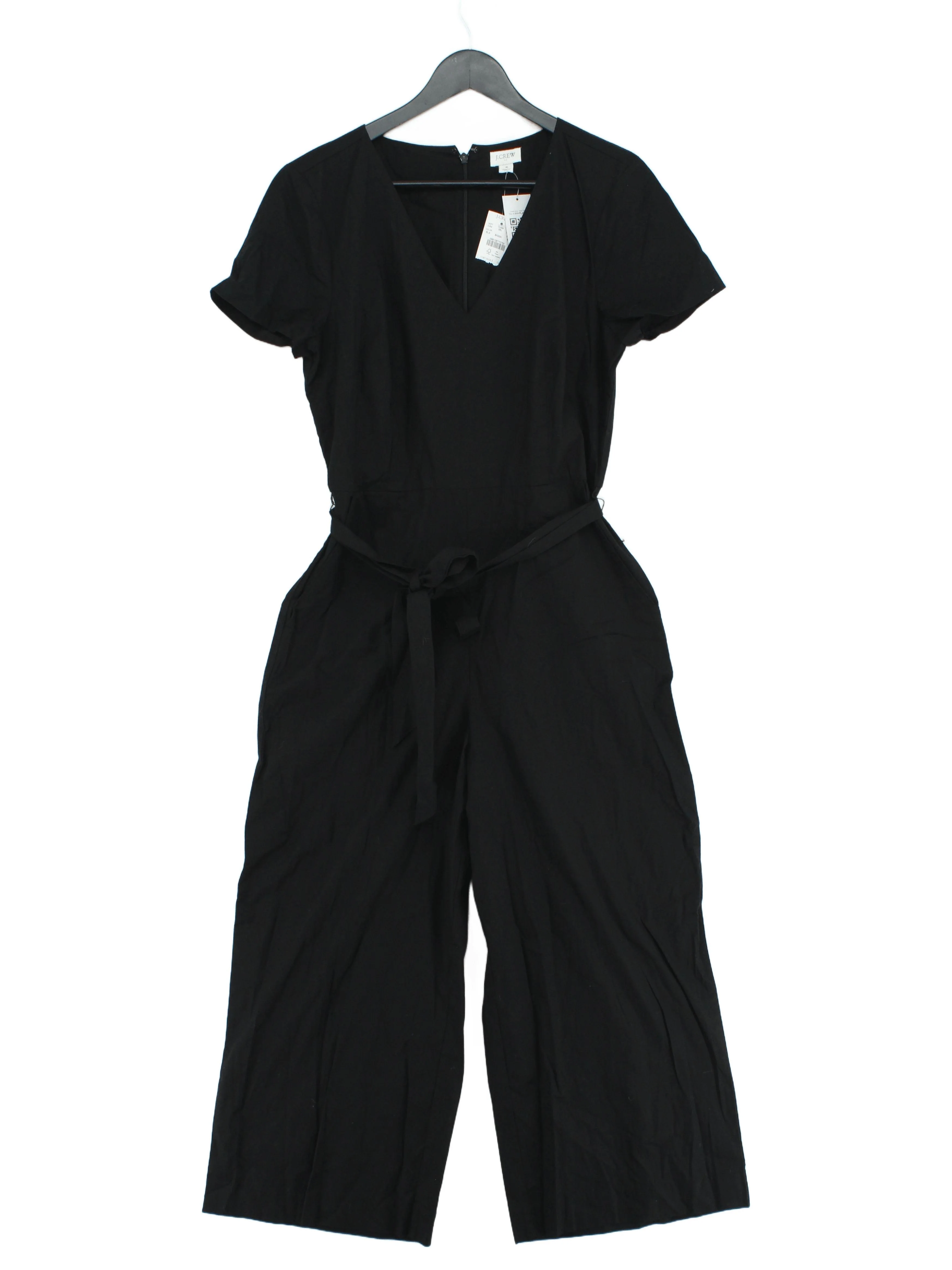 J. Crew Women's Jumpsuit UK 8 Black Cotton with Elastane Wide-Leg Jumpsuit
