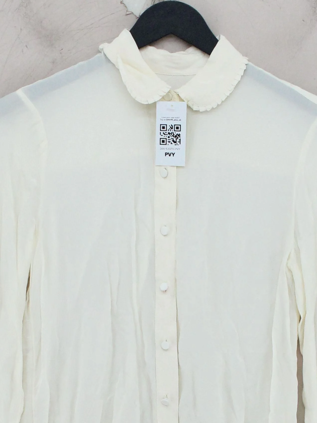 J. Crew Women's Shirt XXS Cream 100% Viscose Long Sleeve Collared Basic - Image 3