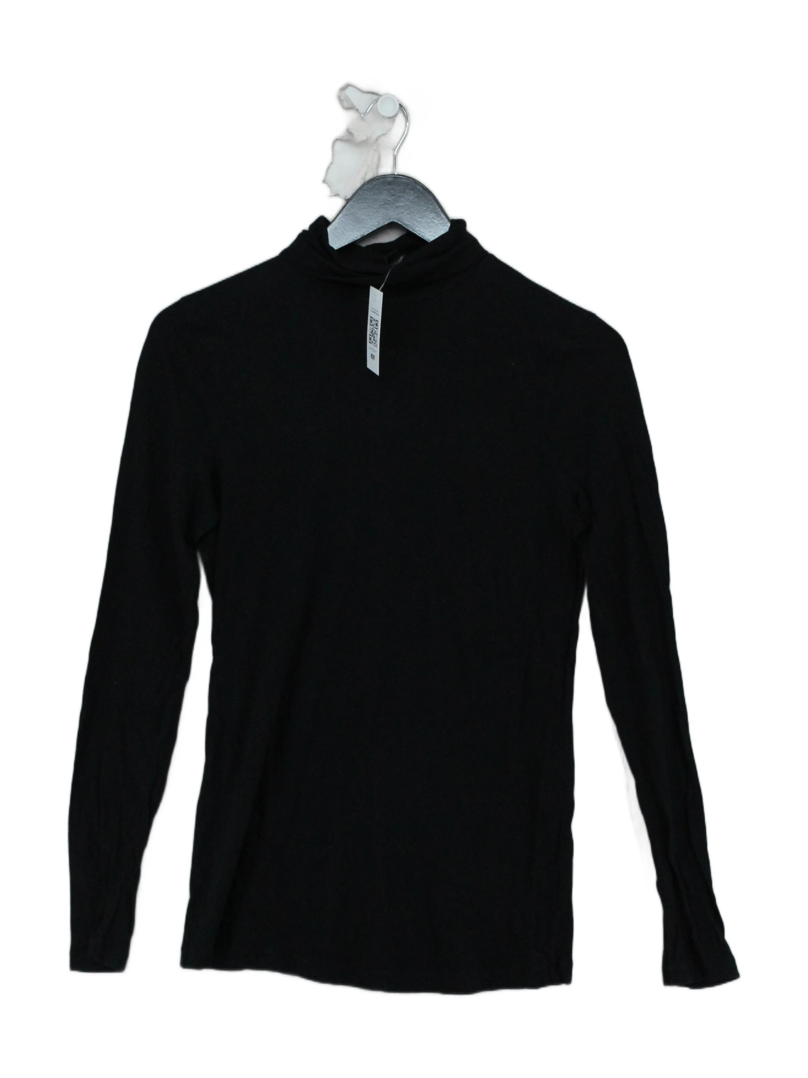 J. Crew Women's Top M Black 100% Cotton Long Sleeve Mock Neck Basic