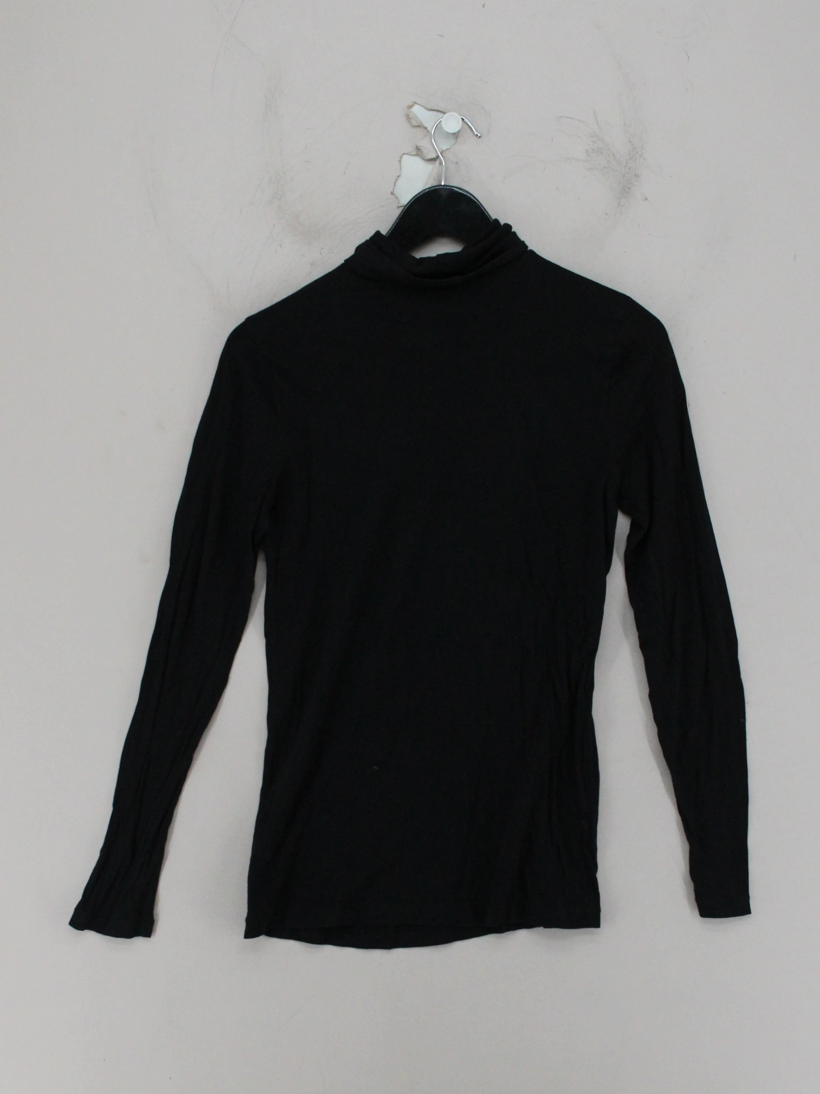 J. Crew Women's Top M Black 100% Cotton Long Sleeve Mock Neck Basic - Image 2