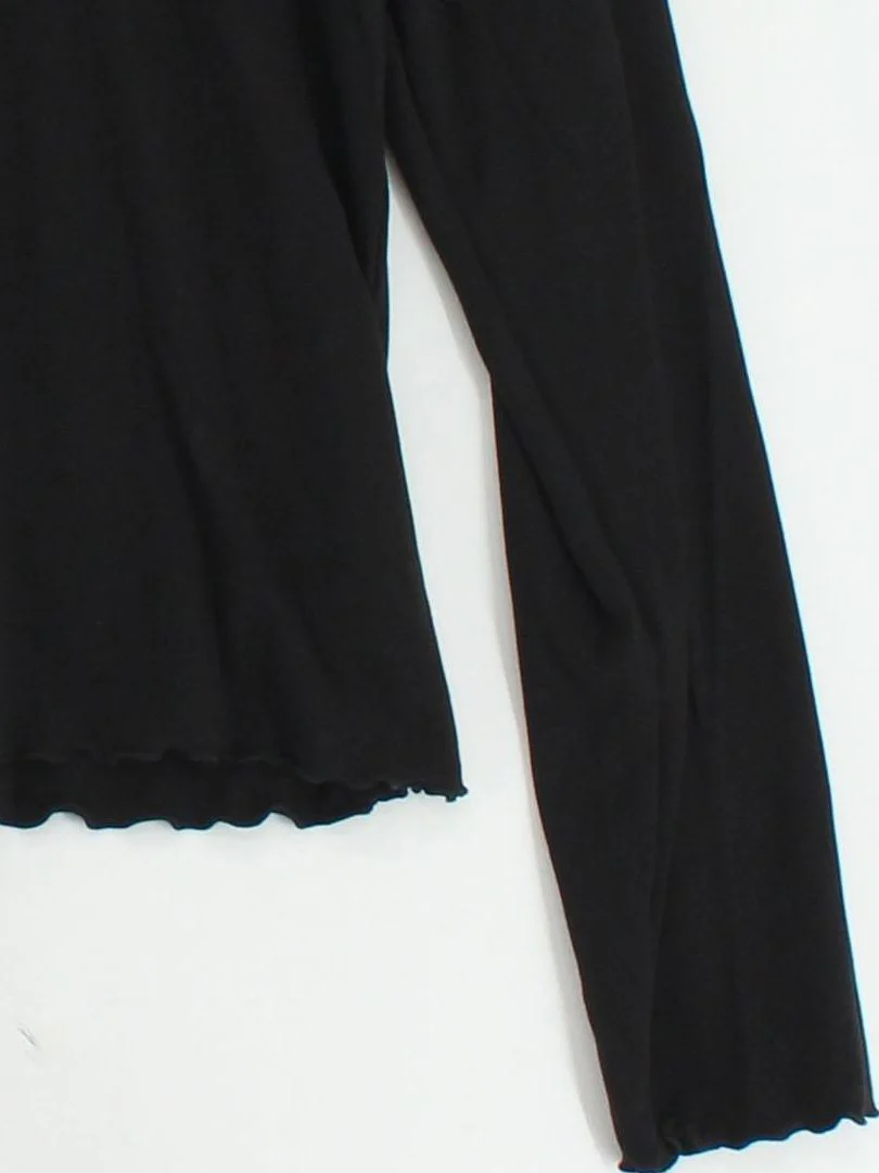 J. Crew Women's Top XL Black Viscose with Elastane Long Sleeve Mock Neck Basic - Image 4