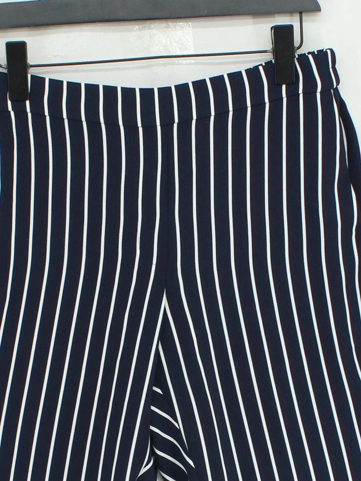 J. Crew Women's Trousers UK 10 Blue Striped 100% Polyester Tapered Chino - Image 3