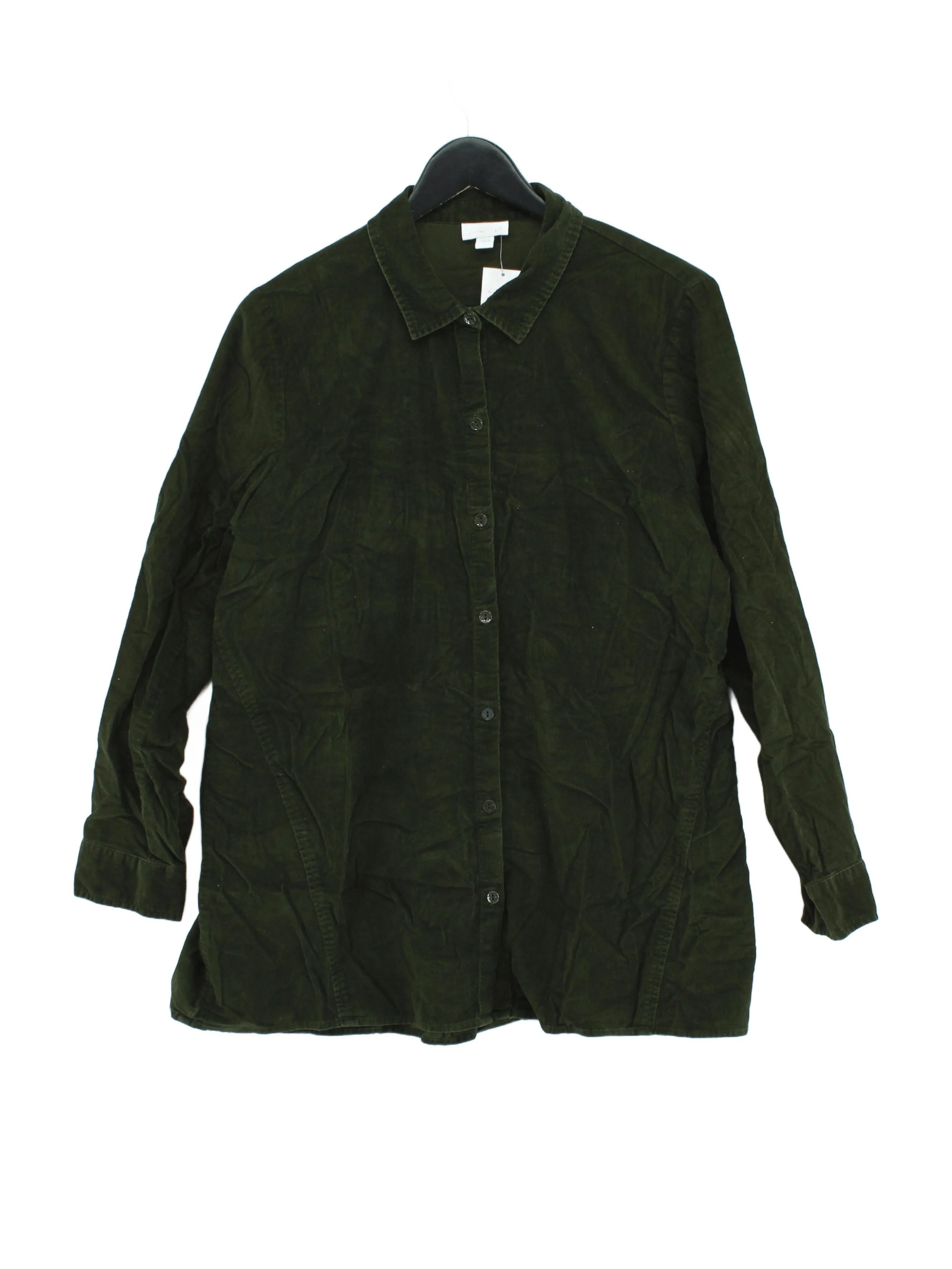 J. Jill Women's Shirt M Green 100% Cotton Long Sleeve Collared Basic