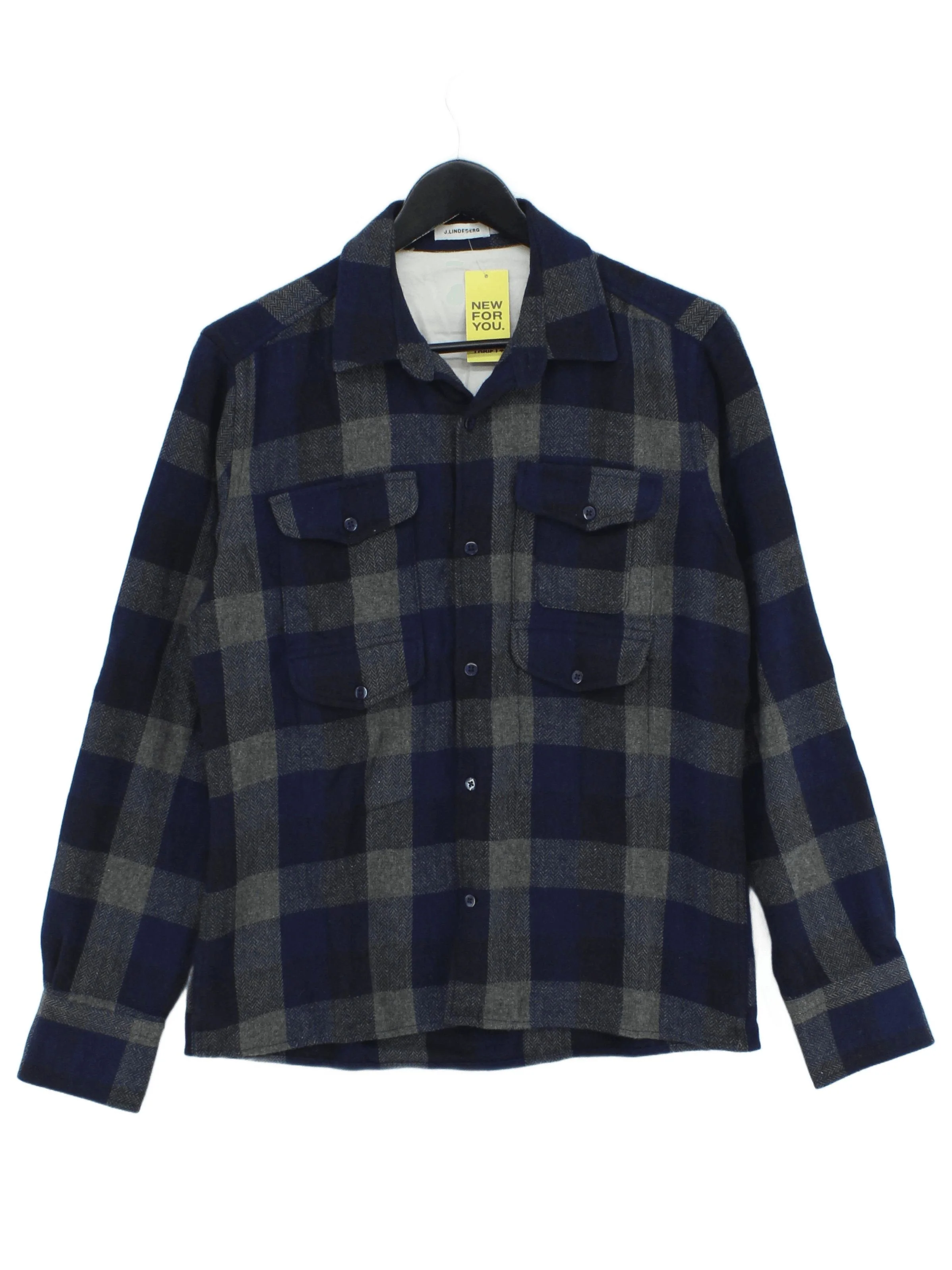 J.Lindeberg Men's Shirt M Multi Checkered Wool with Polyester, Viscose Basic