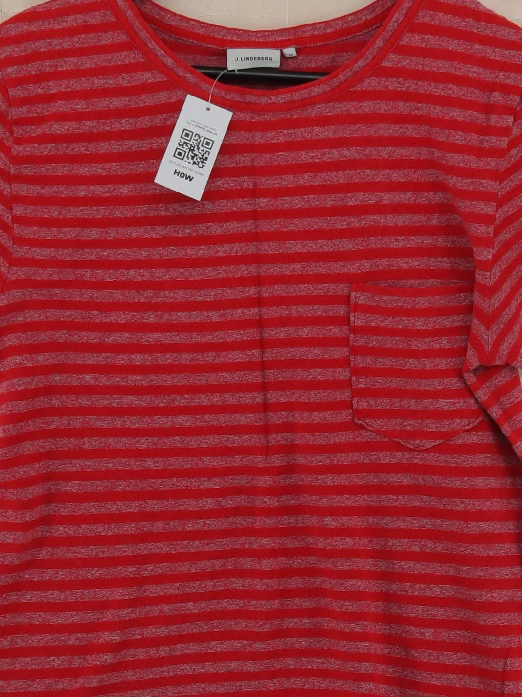 J.Lindeberg Men's T-Shirt M Red Striped 100% Cotton Basic - Image 3