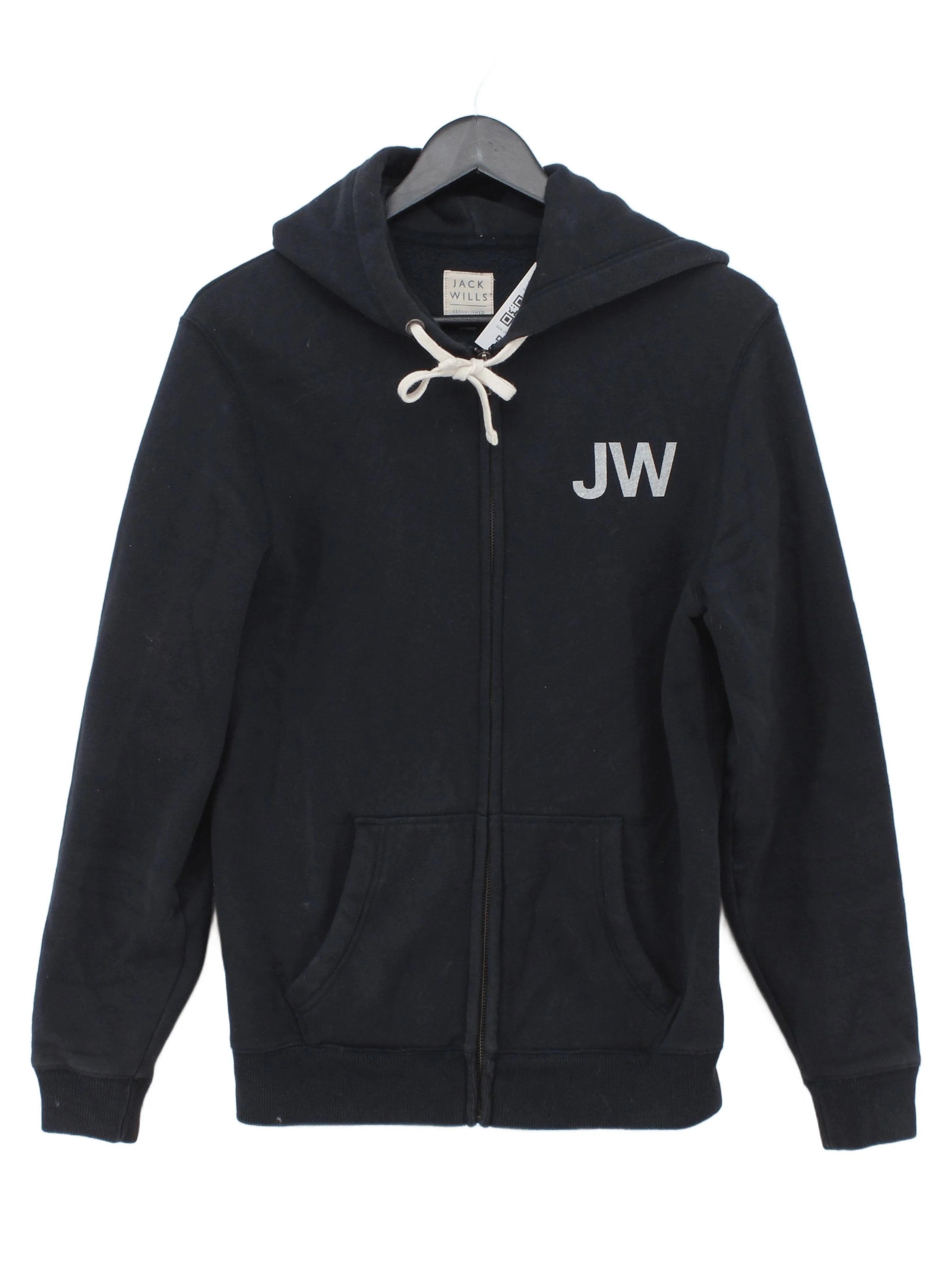 Jack Wills Men's Hoodie S Black Cotton with Polyester Pullover